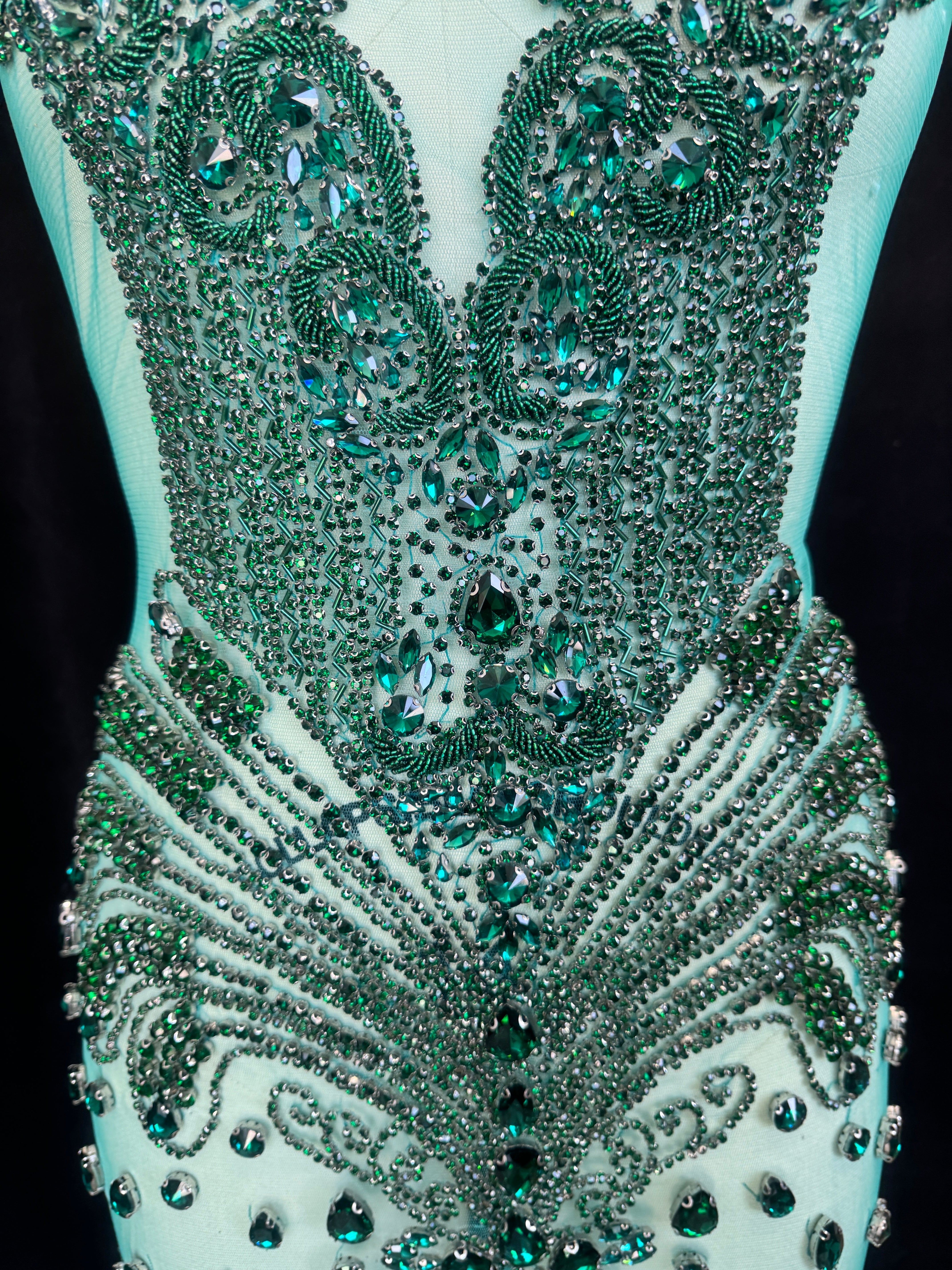 Tina Emerald Green Rhinestone Bodice Applique, Shop Fabrics Online, Sewing, Fabric Store, Sewing Store, Cheap Fabric Store, Kiki Textiles, Textile by the Yard