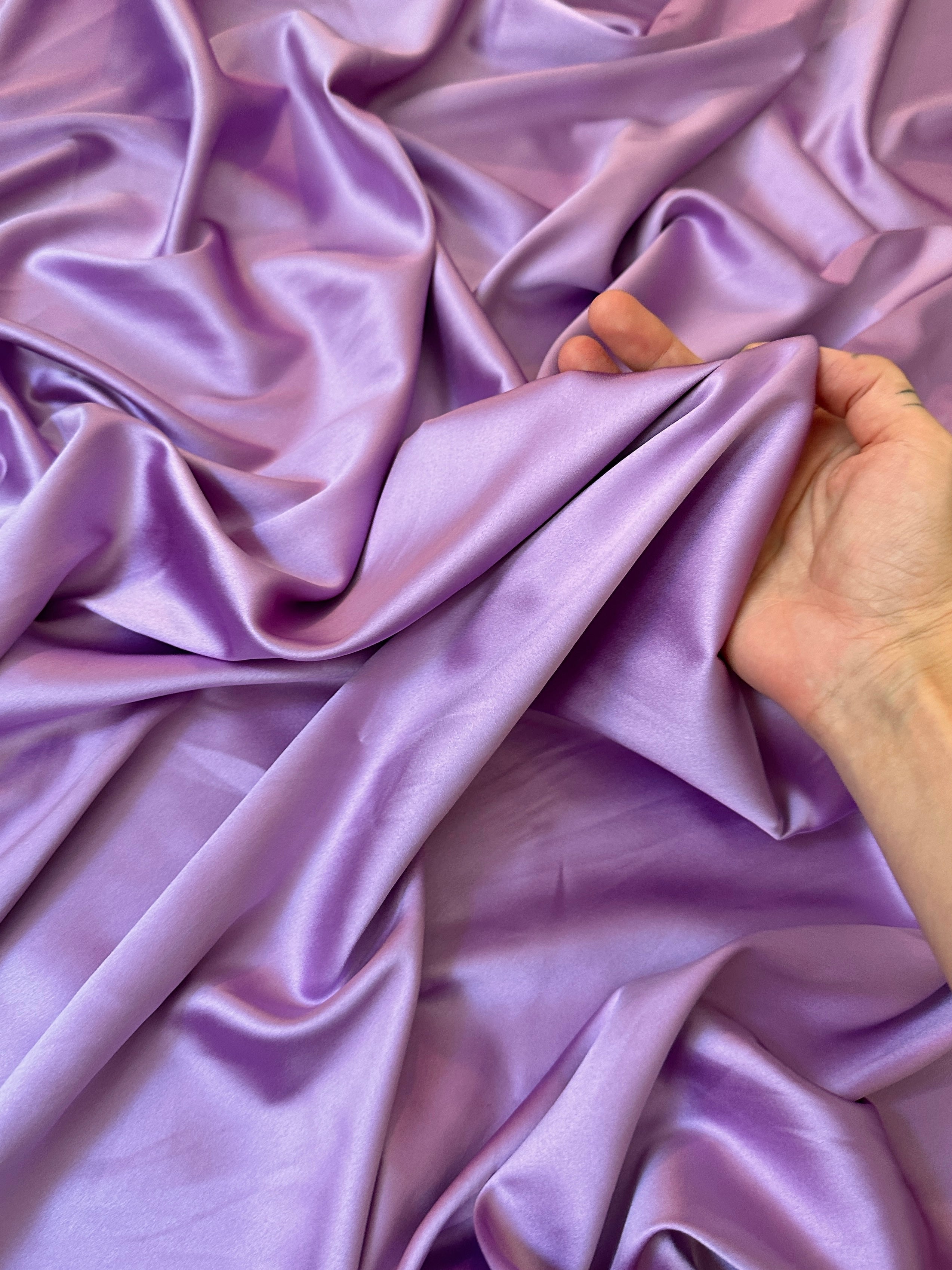 lavender stretch crepe back satin, mauve stretch crepe back satin, purple stretch crepe back satin, premium stretch crepe back satin, satin for bride, satin for woman, satin in low price, cheap satin, satin on sale