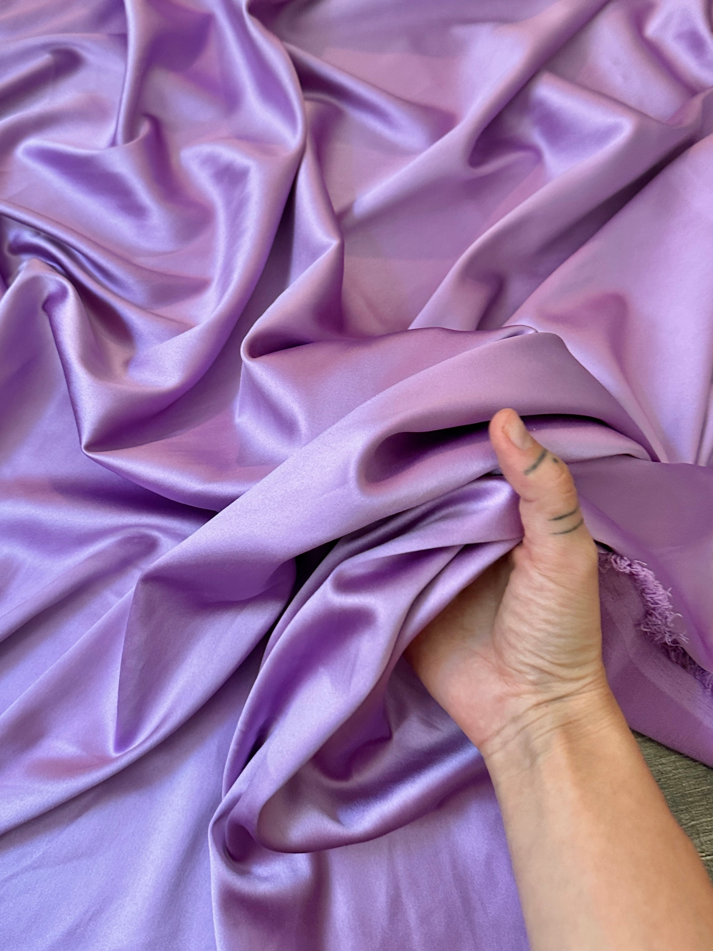 lavender stretch crepe back satin, mauve stretch crepe back satin, purple stretch crepe back satin, premium stretch crepe back satin, satin for bride, satin for woman, satin in low price, cheap satin, satin on sale