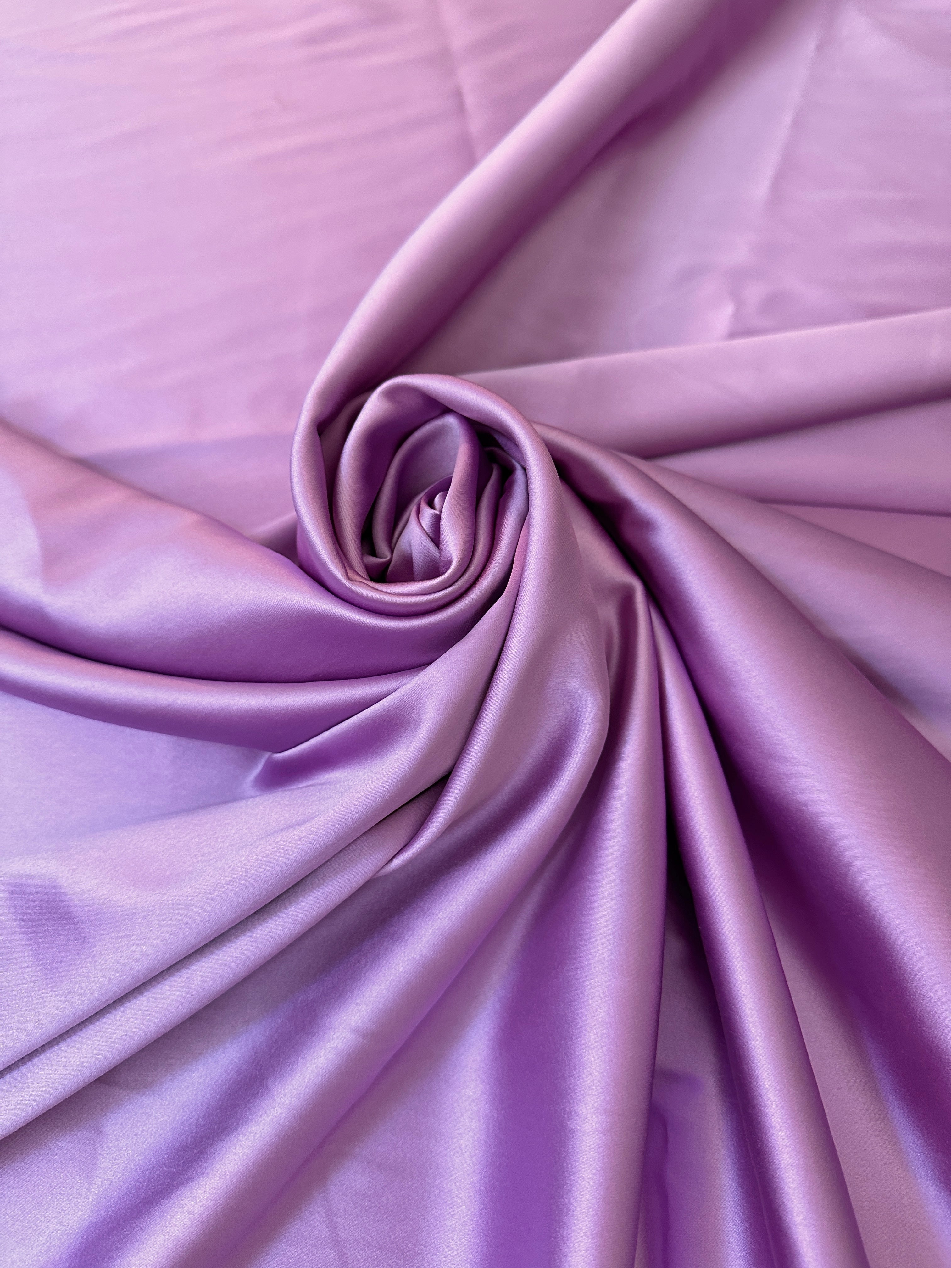 lavender stretch crepe back satin, mauve stretch crepe back satin, purple stretch crepe back satin, premium stretch crepe back satin, satin for bride, satin for woman, satin in low price, cheap satin, satin on sale