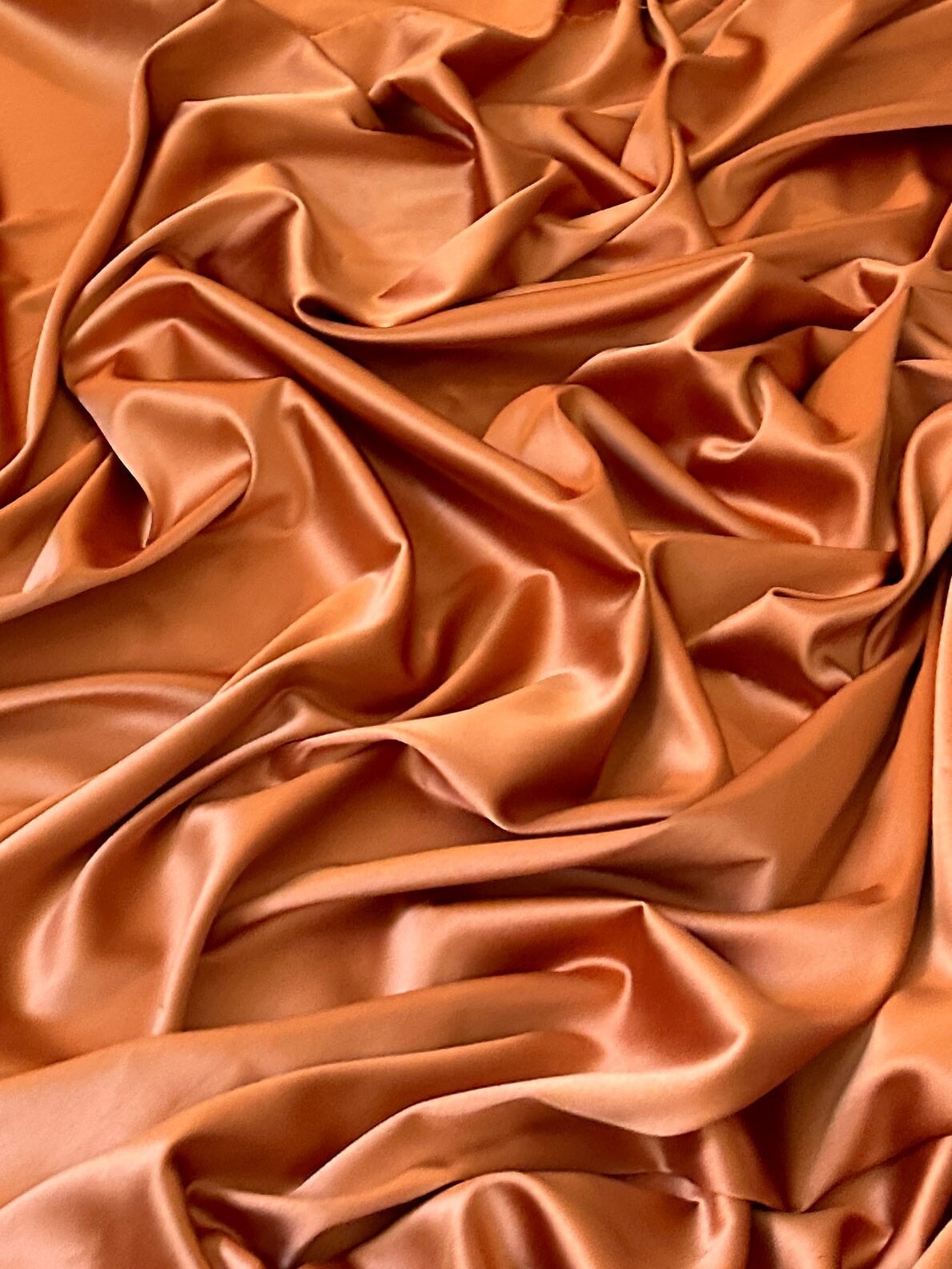 burnt orange stretch crepe back satin, orange stretch crepe back satin, dark orange stretch crepe back satin, premium stretch crepe back satin, satin for bride, satin for woman, satin in low price, cheap satin, satin on sale