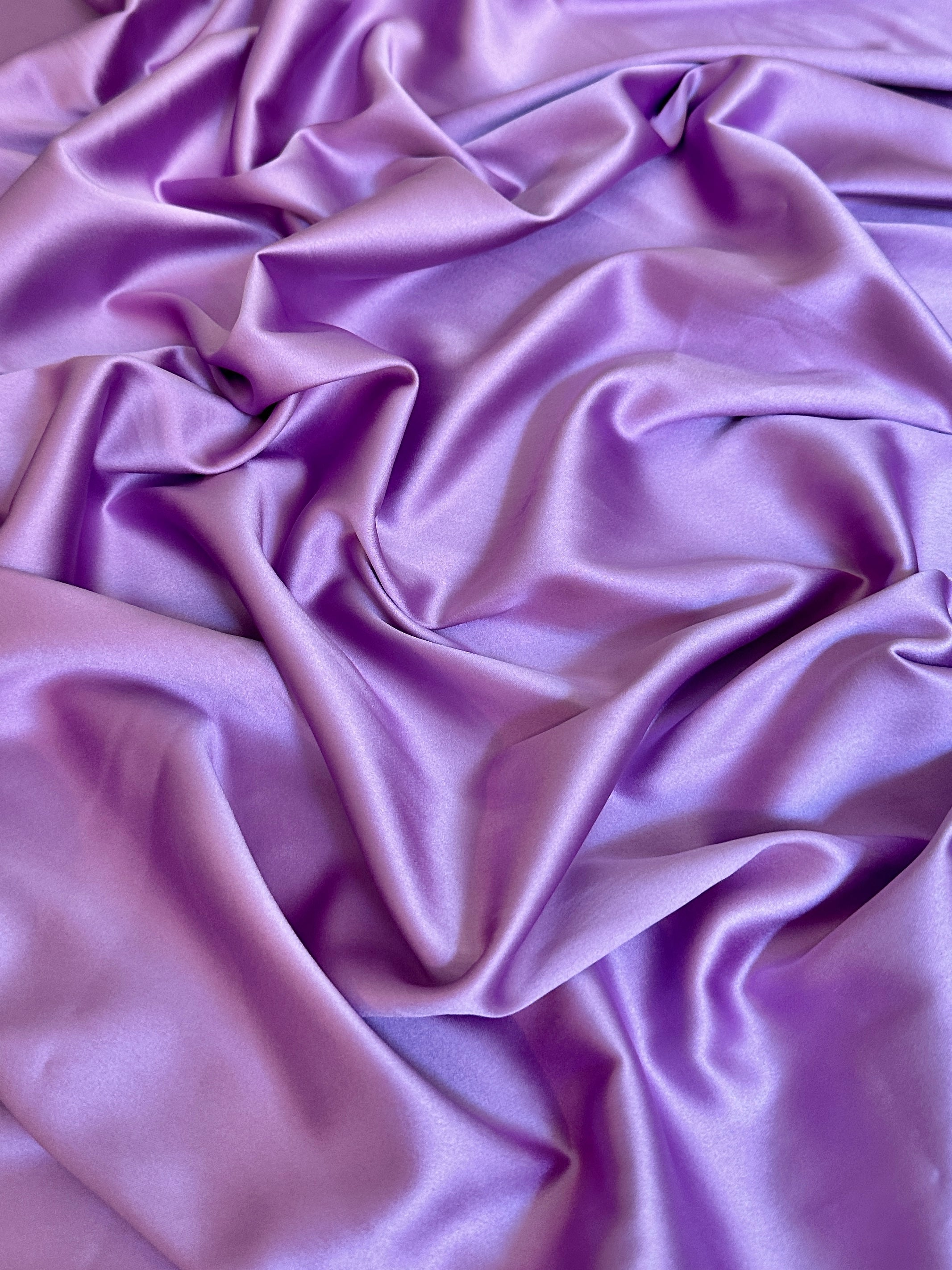 lavender stretch crepe back satin, mauve stretch crepe back satin, purple stretch crepe back satin, premium stretch crepe back satin, satin for bride, satin for woman, satin in low price, cheap satin, satin on sale