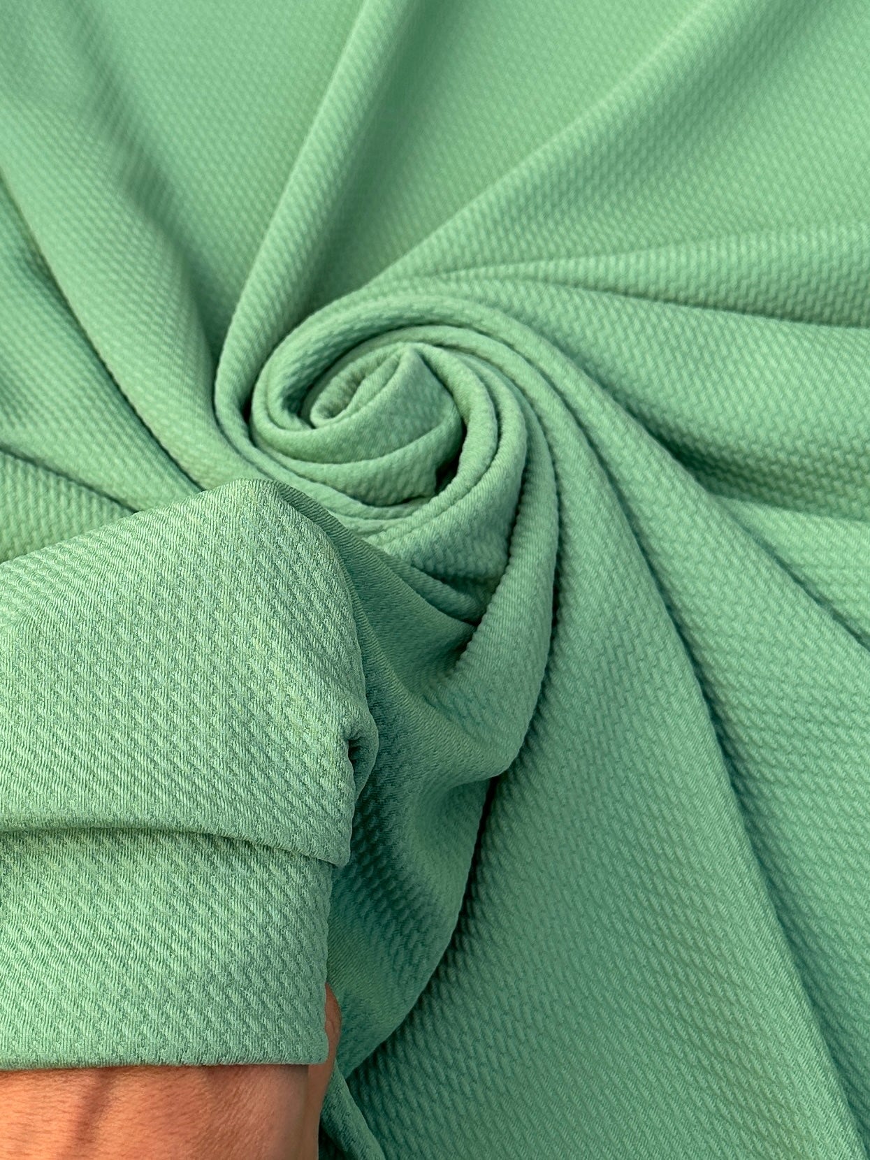 sage green liverpool knit, green liverpool knit, light green liverpool knit, knit for woman, knit for bride, knit on discount, knit on sale, knit for gown, liverpool knit for party wear, premium liverpool knit, kiki textile liverpool knit