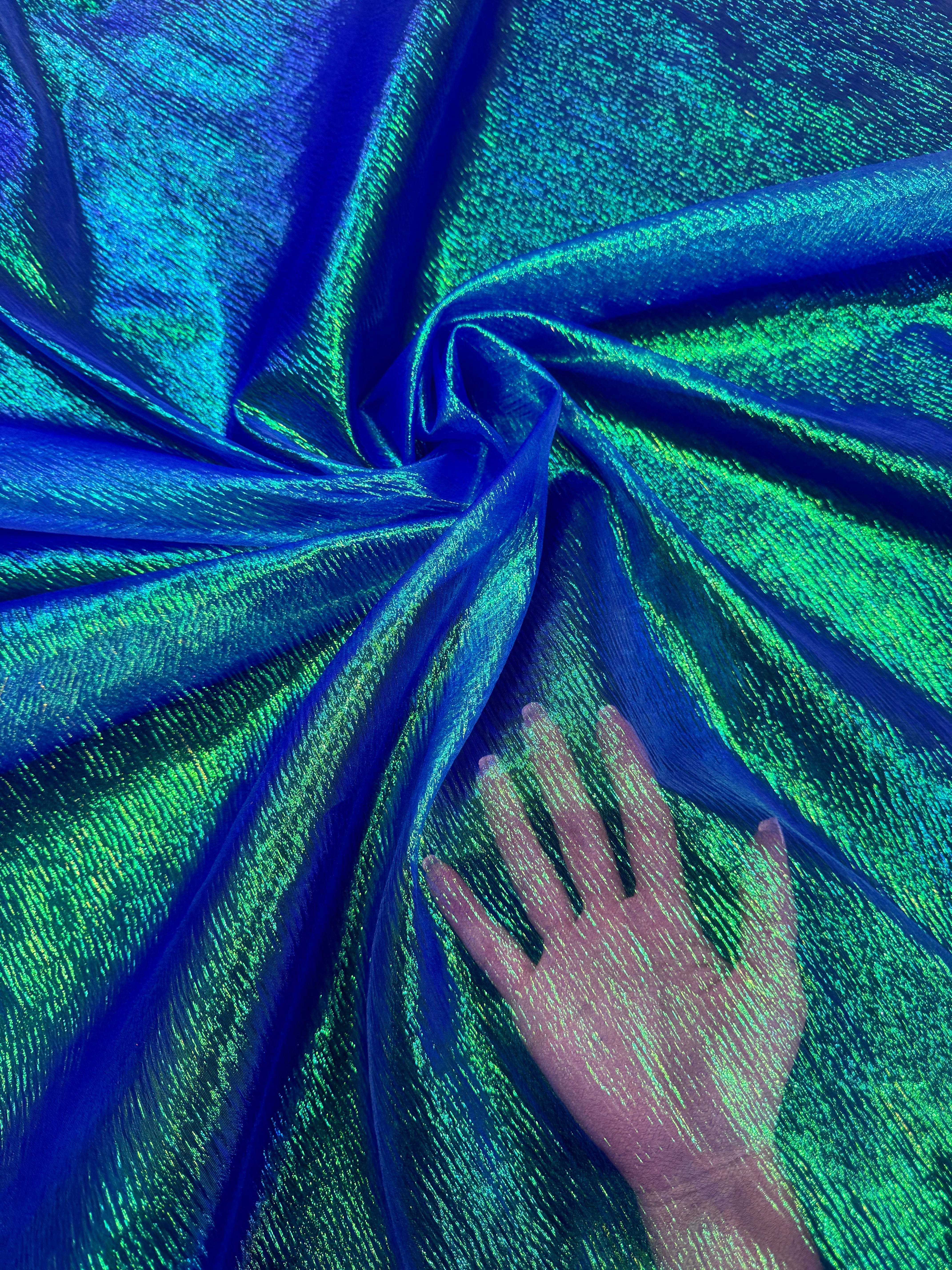 Blue Iridescent Crushed Organza