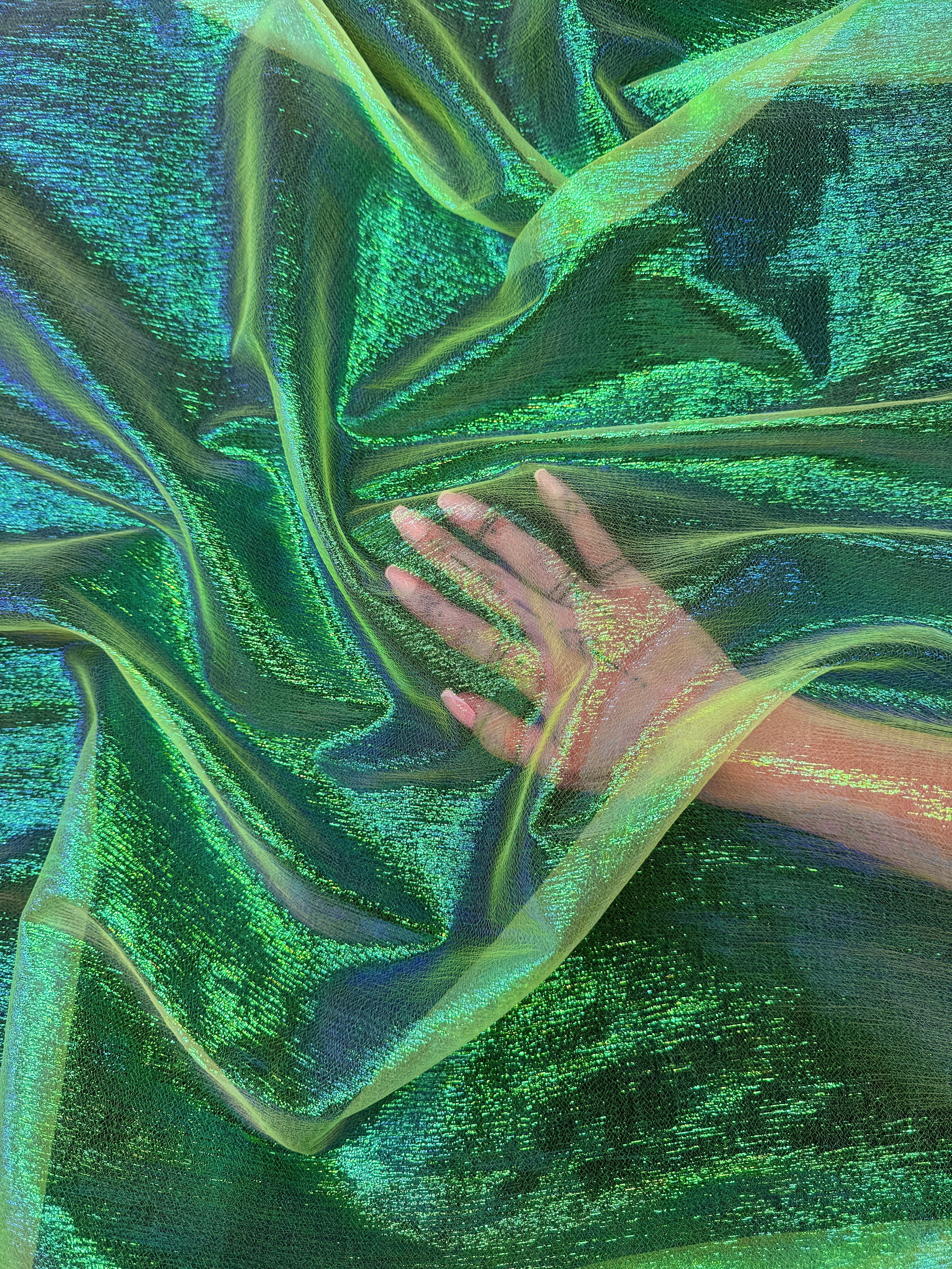 Yellow Green Iridescent Crushed Organza, shop fabrics online, sewing, fabric store, sewing store, cheap fabric store, kiki textiles, textile by the yard