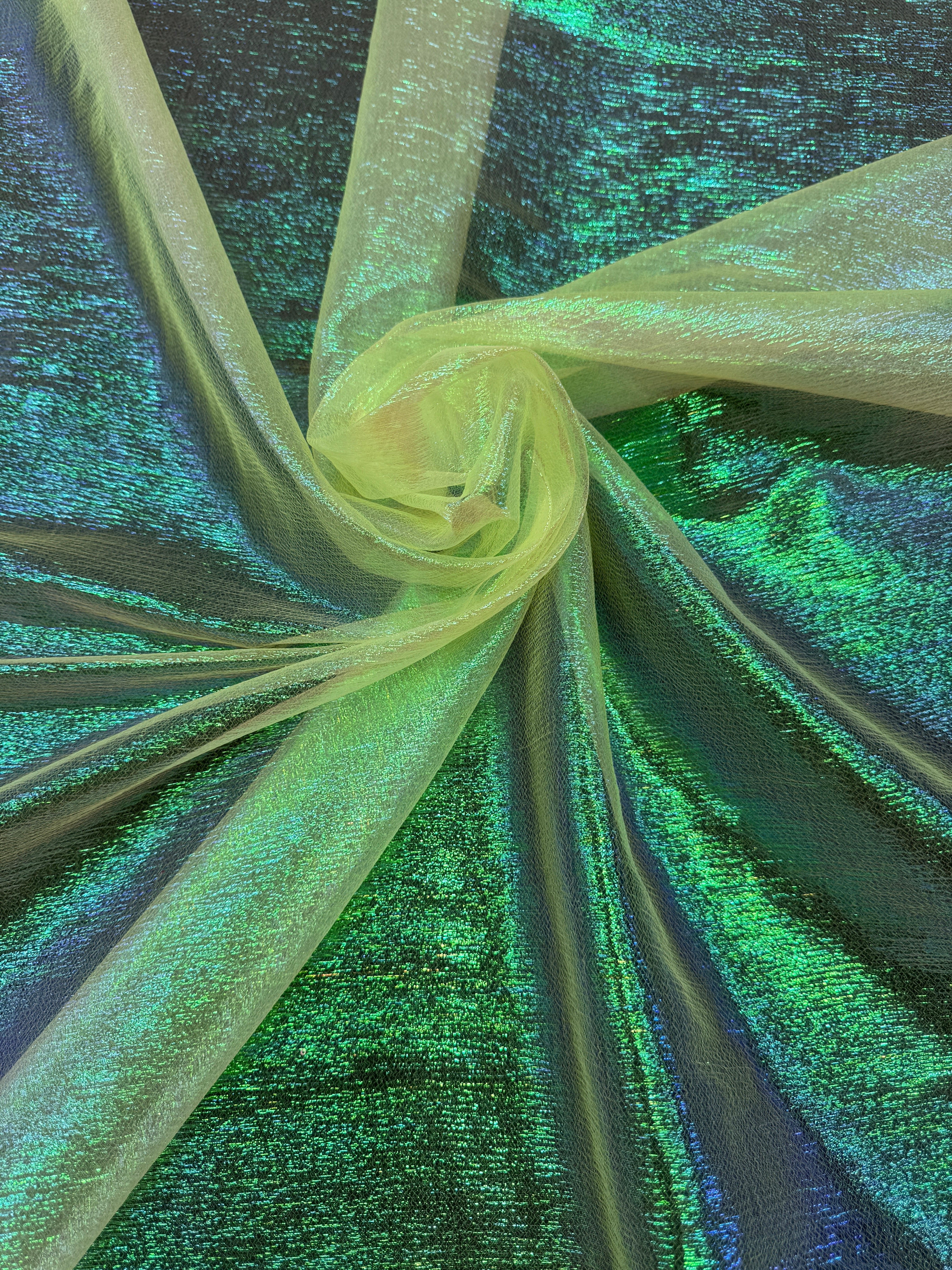 Yellow Green Iridescent Crushed Organza, shop fabrics online, sewing, fabric store, sewing store, cheap fabric store, kiki textiles, textile by the yard