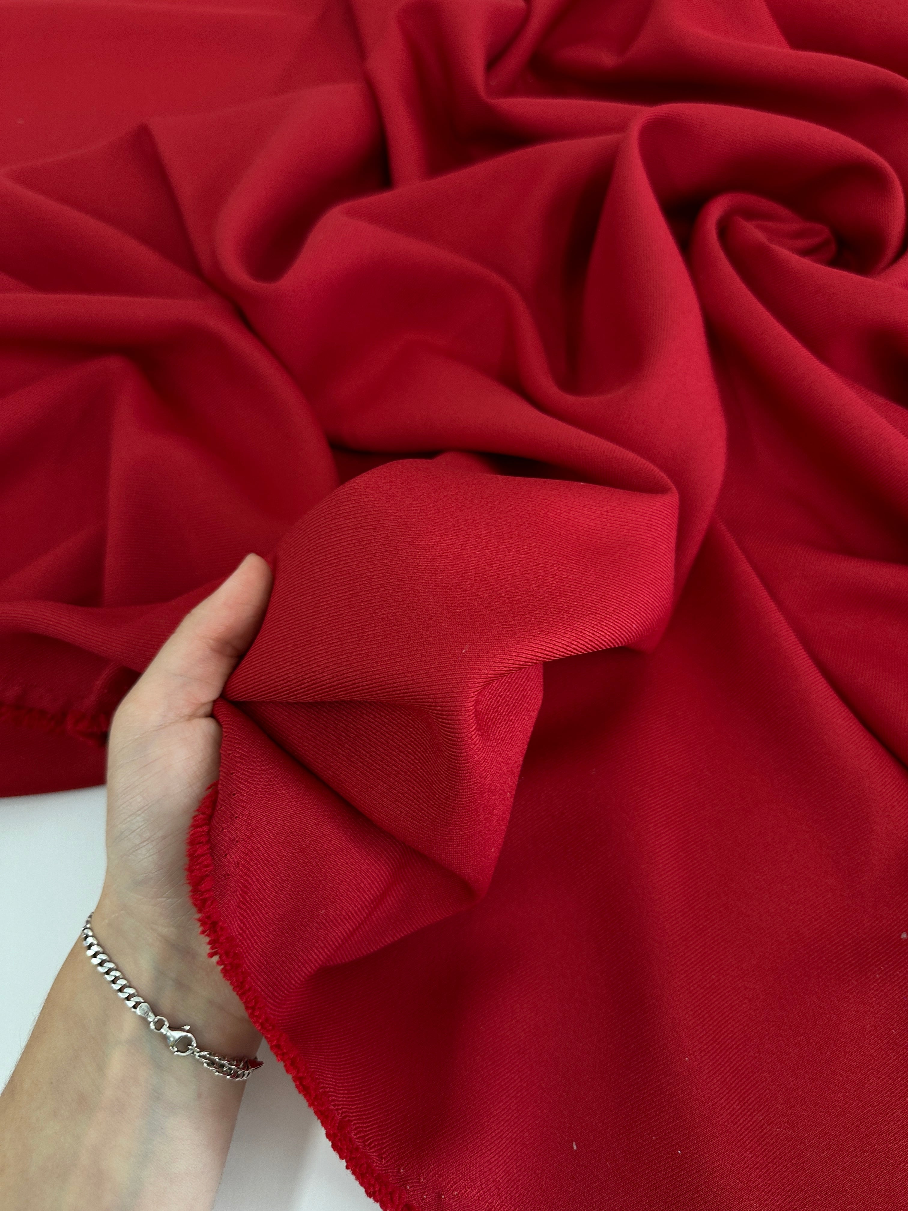 Deluxe Red Gabardine, Gabardine Fabric Price, Crepe & Gabardine, Stretch Crepe, Twill Gabardine, Brushed Twill, Polyester Gabardine, Crepe on Sale, Solid Fabric