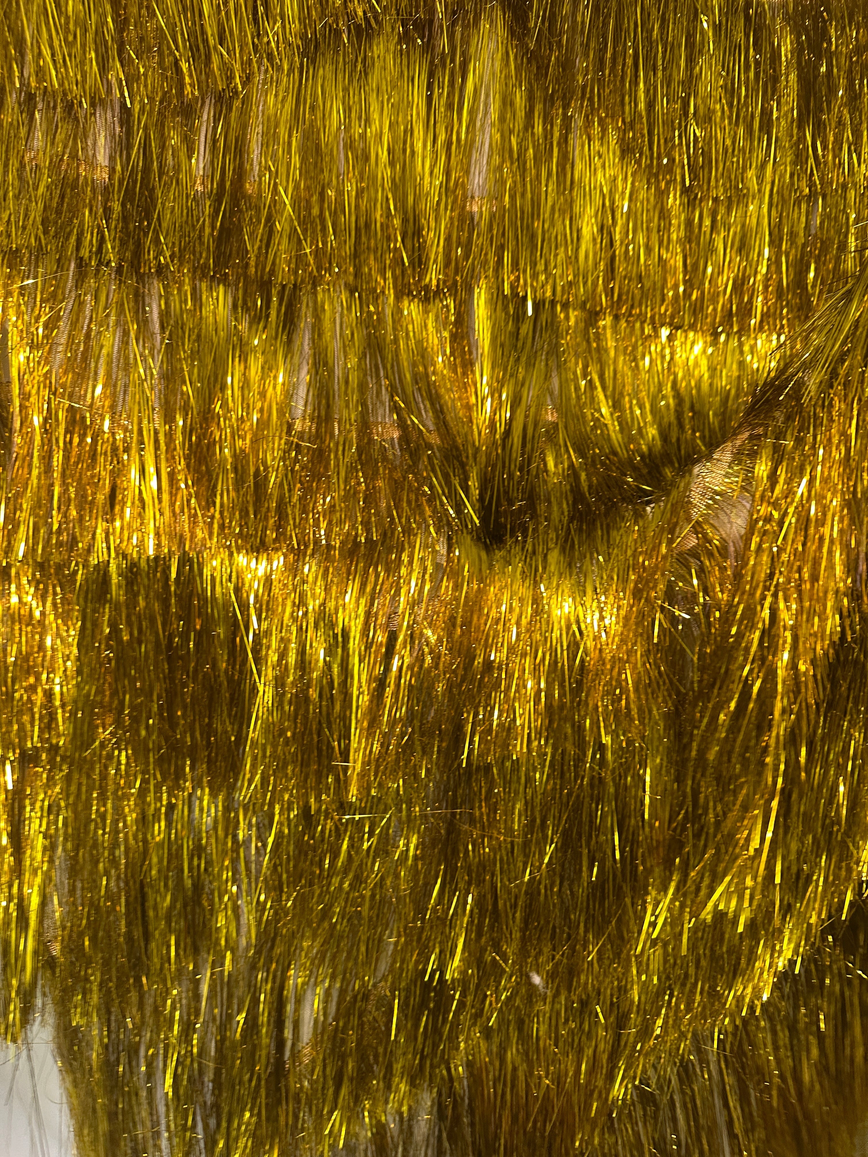 Yellow Gold Fringe Metallic Mesh Base Fabric, Metallic Mesh Fabric, Mesh Base Fabric, Fashion Textile, Party Dress Material, Craft Fabric