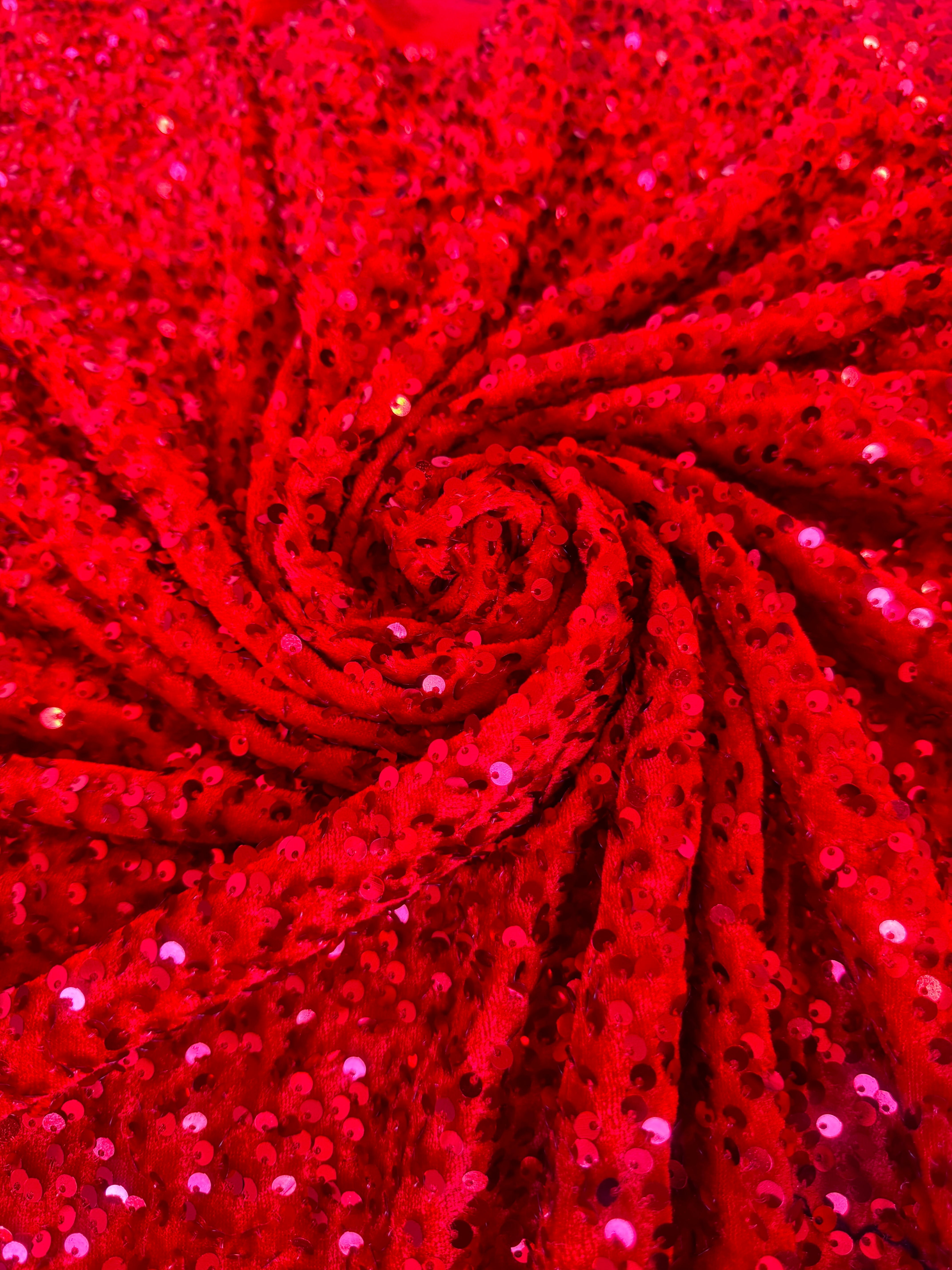 Red Sequins Velvet, Sequin on velvet, Stretch Sequin Mesh, Stretch Sequin velvet for woman, Stretch Sequin velvet for bride, Stretch Sequin velvet on sale, Stretch Sequin velvet on discount, Stretch Sequin velvet online