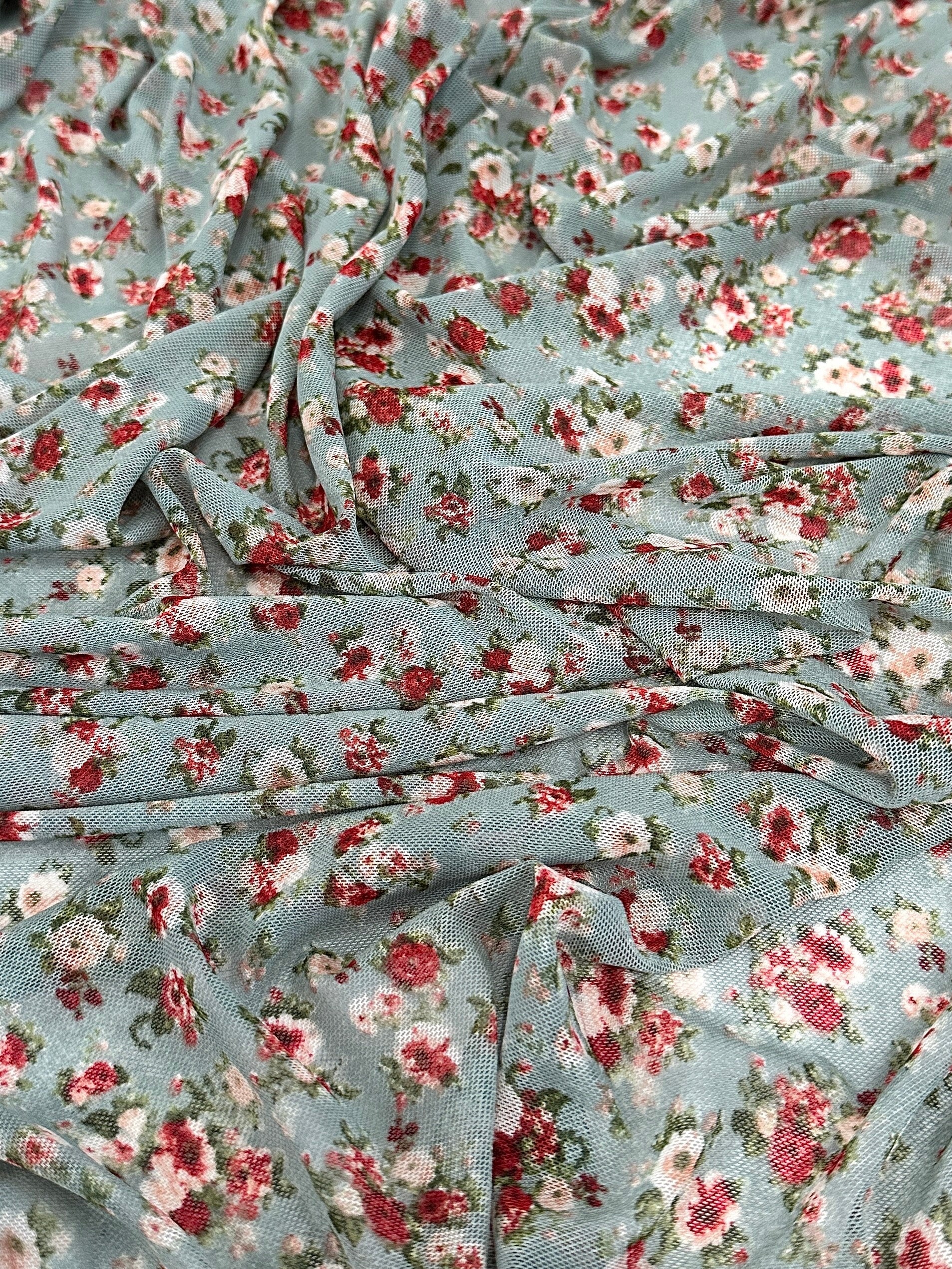 Sage Mini Flowers Print Power Mesh, Sage Power Mesh, nude lace mesh, lace mesh for woman, lace mesh for bride, lace mesh on sale, lace mesh on discount