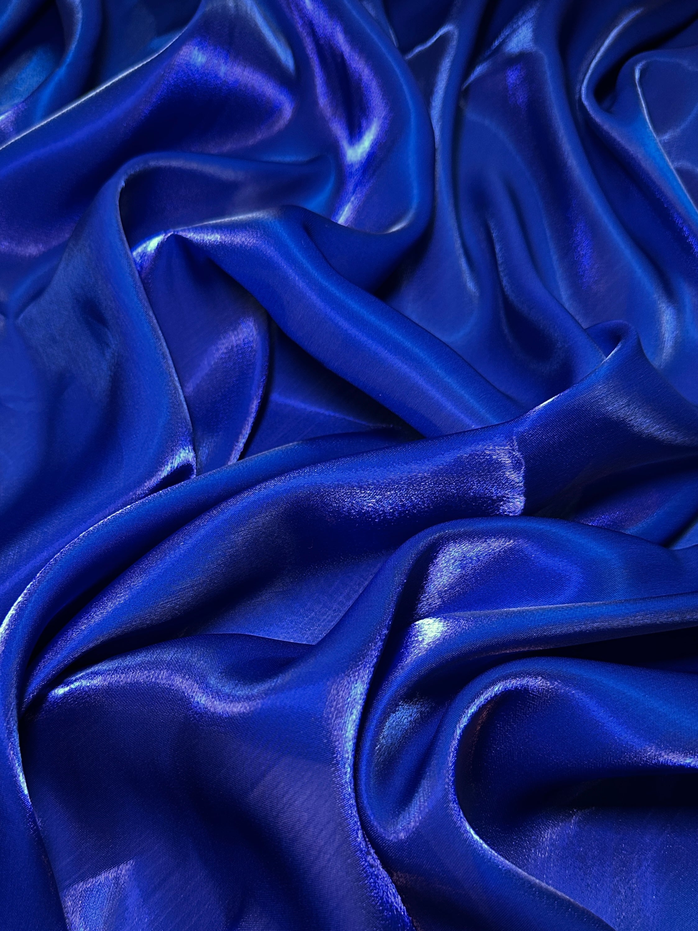 Royal Blue Water Liquid Shimmery Chiffon, Premium Glittery Chiffon, Wet Chiffon, Shimmery Chiffon, Fancy fabric, Luxurious liquid fabric, Chiffon for women