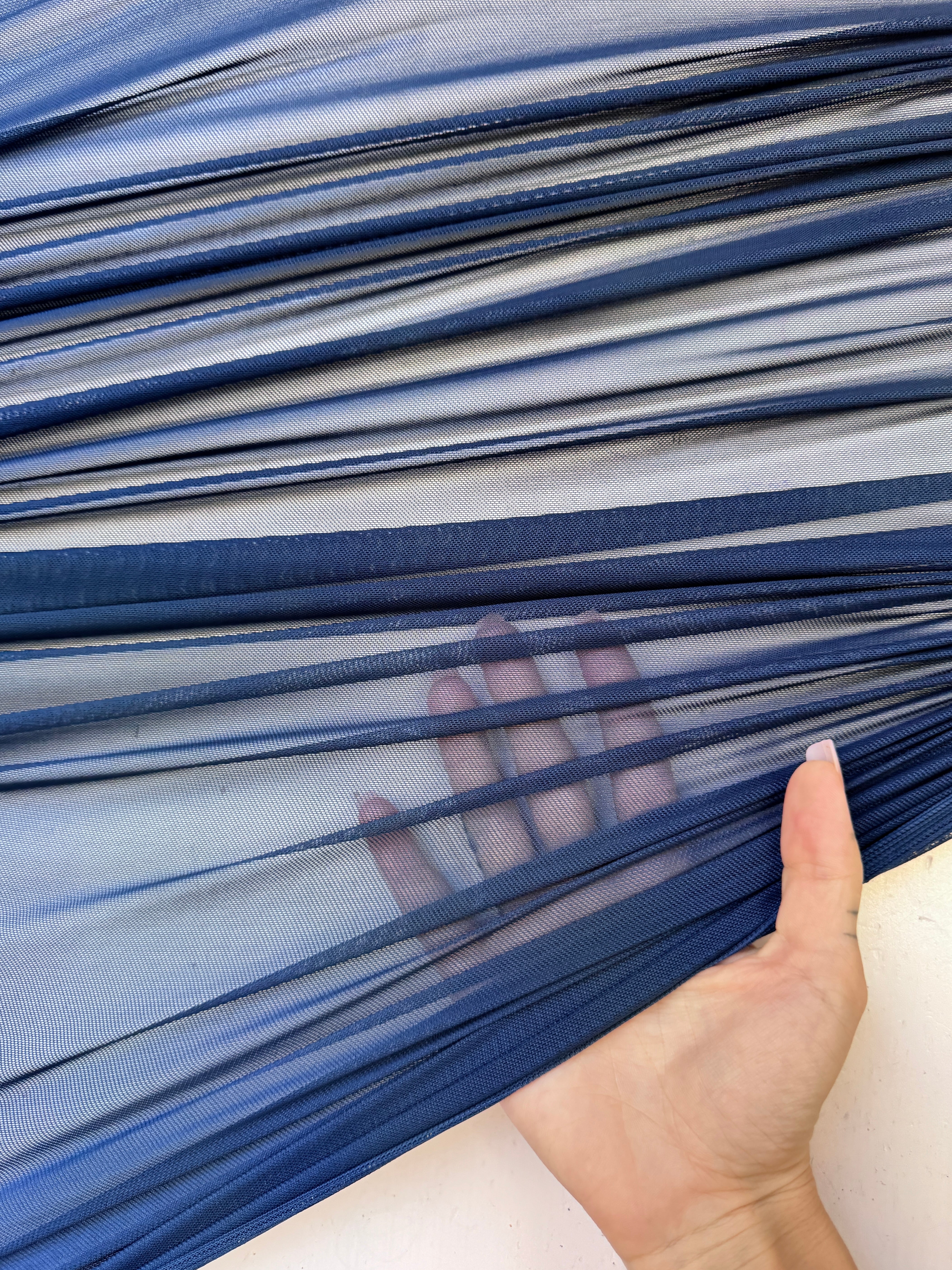 indigo blue 4 Way Stretch Power Mesh, blue 4 Way Stretch Power Mesh, light blue 4 Way Stretch Power Mesh, dark blue 4 Way Stretch Power Mesh, 4 Way Stretch Power Mesh for woman, 4 Way Stretch Power Mesh on discount, 4 Way Stretch Power Mesh on sale, best quality 4 Way Stretch Power Mesh