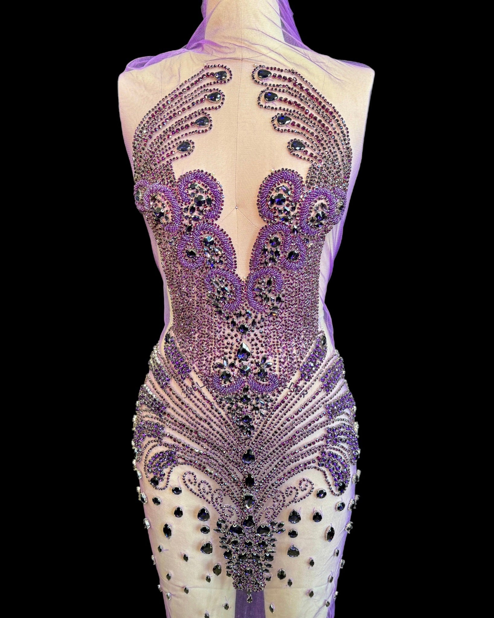 tina purple Rhinestone Bodice Applique, purple rhinestone, dark purple rhinestone, light purple rhinestone