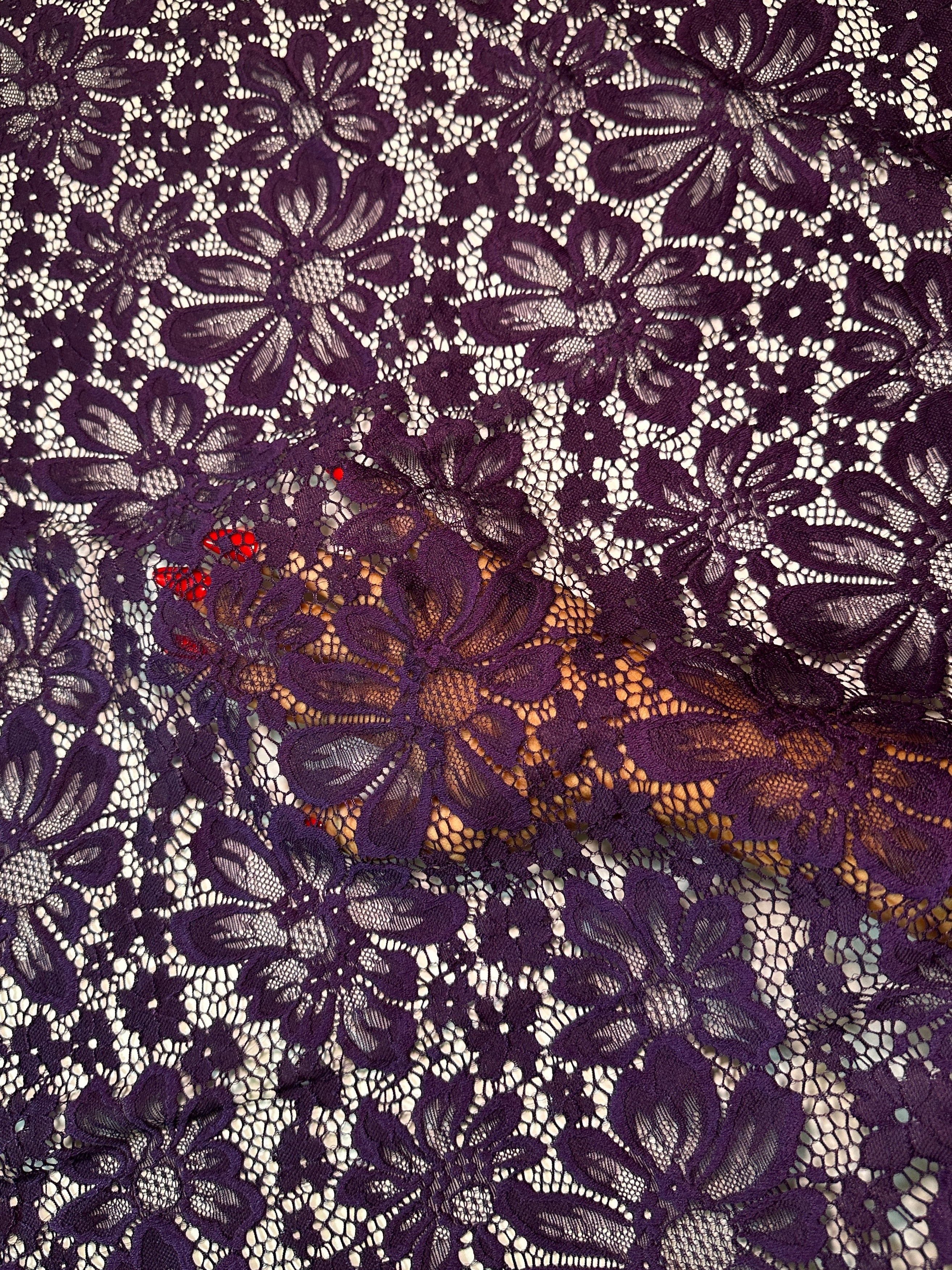 Purple Floral Chantilly Lace, Power Mesh, Nude lace mesh, lace mesh for woman, lace mesh for bride, lace mesh on sale, lace mesh on discount