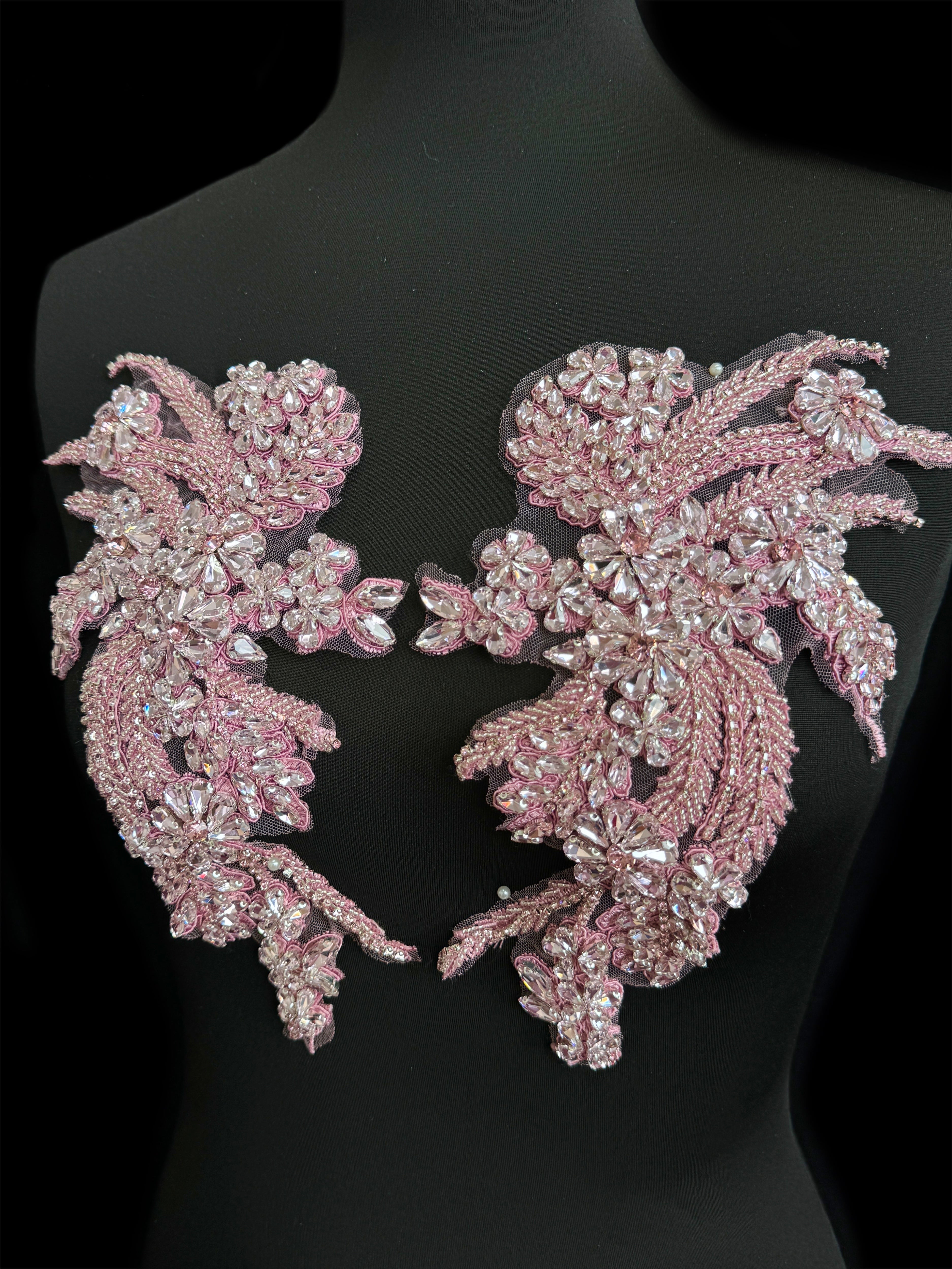 Gina baby pink Rhinestones Applique, pink Rhinestones Applique, light pink Rhinestones Applique, dark pink Rhinestones Applique,