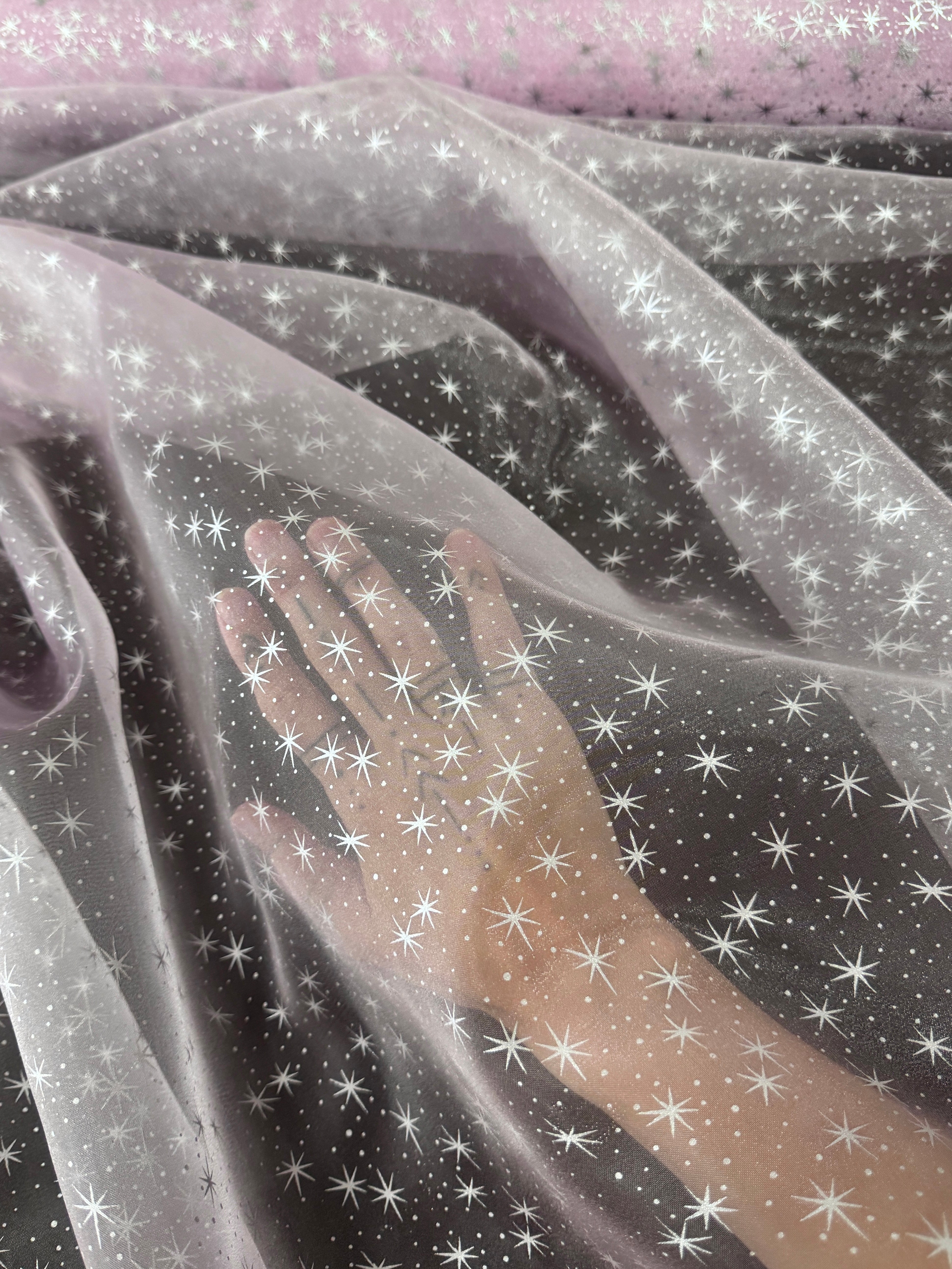 Baby Pink Star Organza, Baby Pink Star chiffon, Baby Pink organza, crystal chiffon, Ivory crystal chiffon for woman, chiffon for bride, premium chiffon, chiffon in low price, chiffon for party wear, chiffon for gown