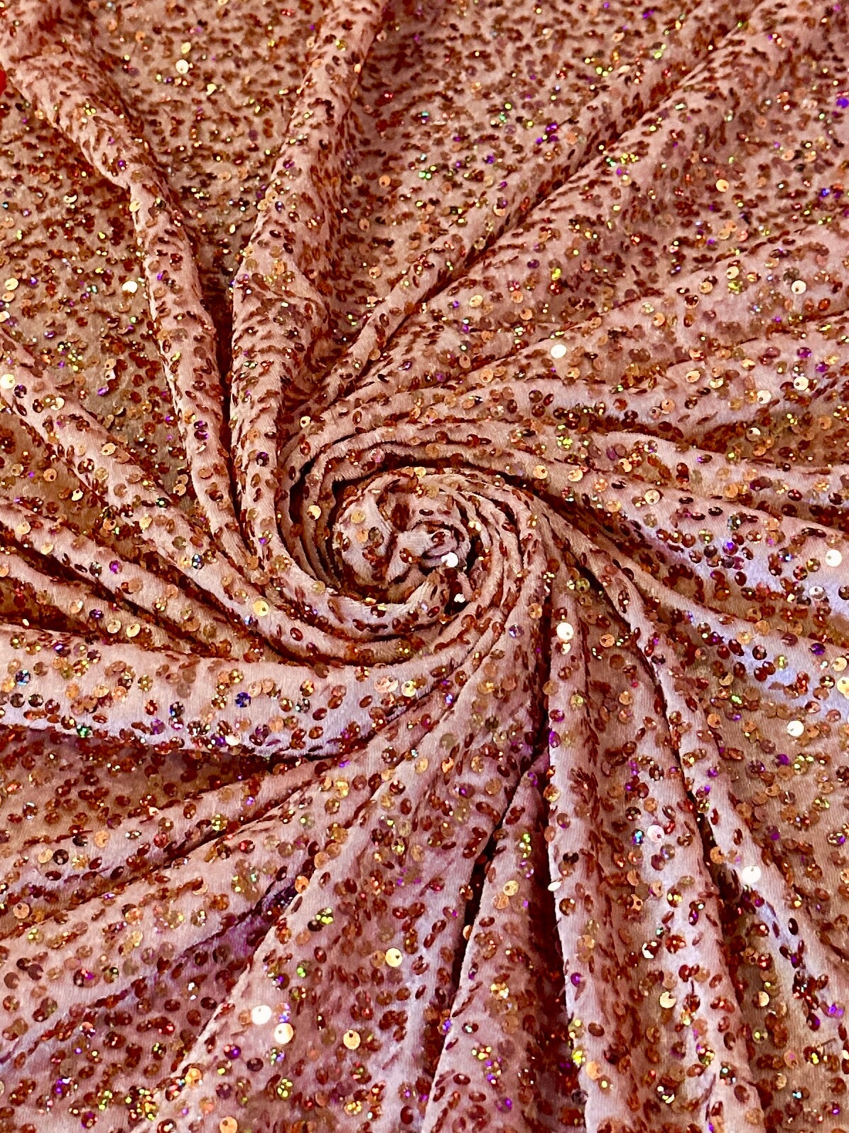 Blush Iridescent Sequins Velvet, Sequin on velvet, Stretch Sequin Mesh, Stretch Sequin velvet for woman, Stretch Sequin velvet for bride, Stretch Sequin velvet on discount, Stretch Sequin velvet online