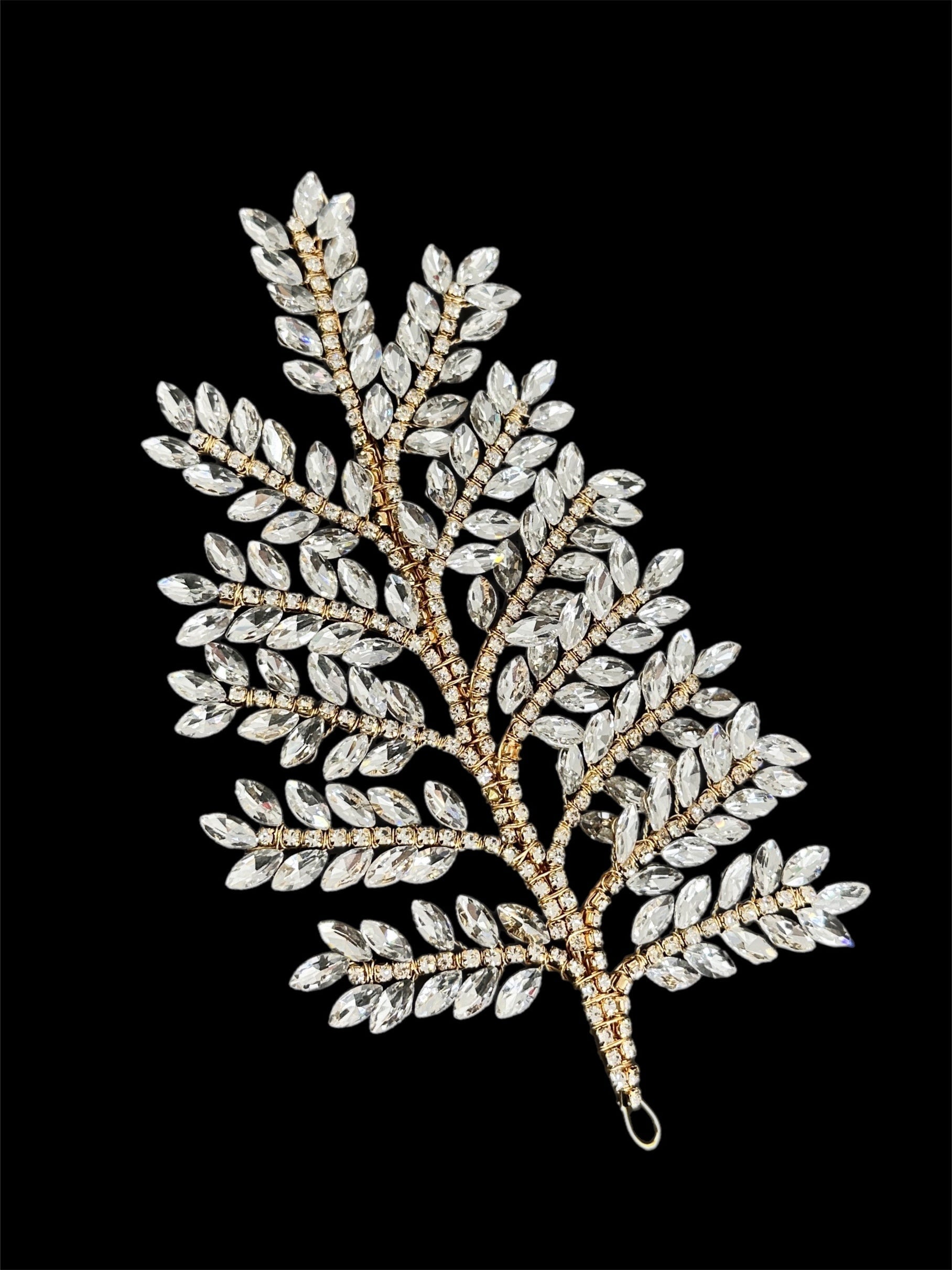 Barbara Gold Silver Bridal Leaves Rhinestone Applique, Silver Rhinestones Applique, Gold Embellished Clothing, Rhinestone Applications, Rhinestone Embroidery, Rhinestone Patch, Dress Patch, Rhinestones for Dress