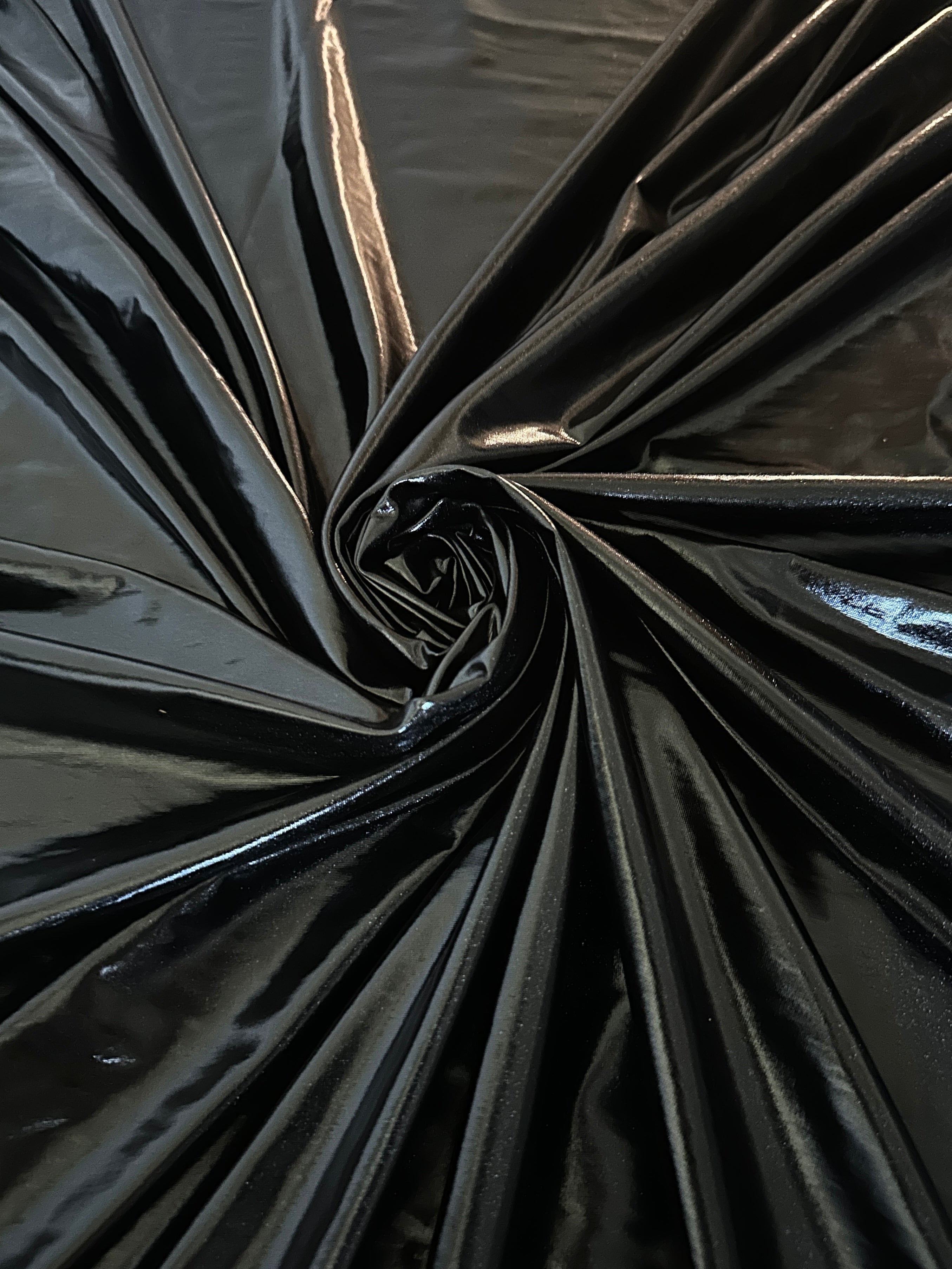black glossy coated spandex pleather, Shiny black pleather, neon black pleather, pleather for woman, cheap pleather, dark black spandex