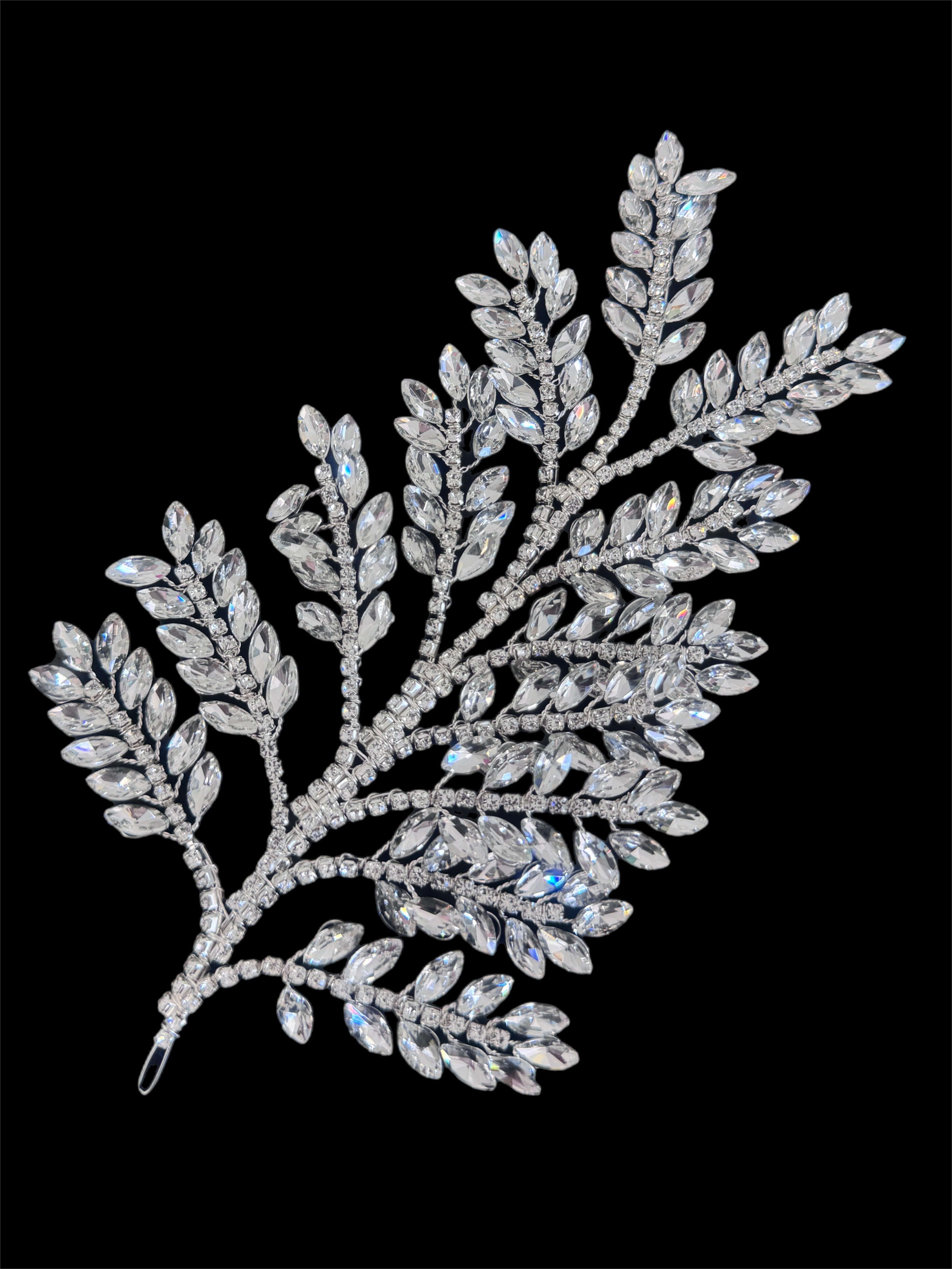 Barbara Silver Bridal Leaves Rhinestone Applique, Silver Rhinestones Applique, Embellished clothing, Rhinestone applications, Rhinestone embroidery, Rhinestone patch, Dress patch, Rhinestones for dress
