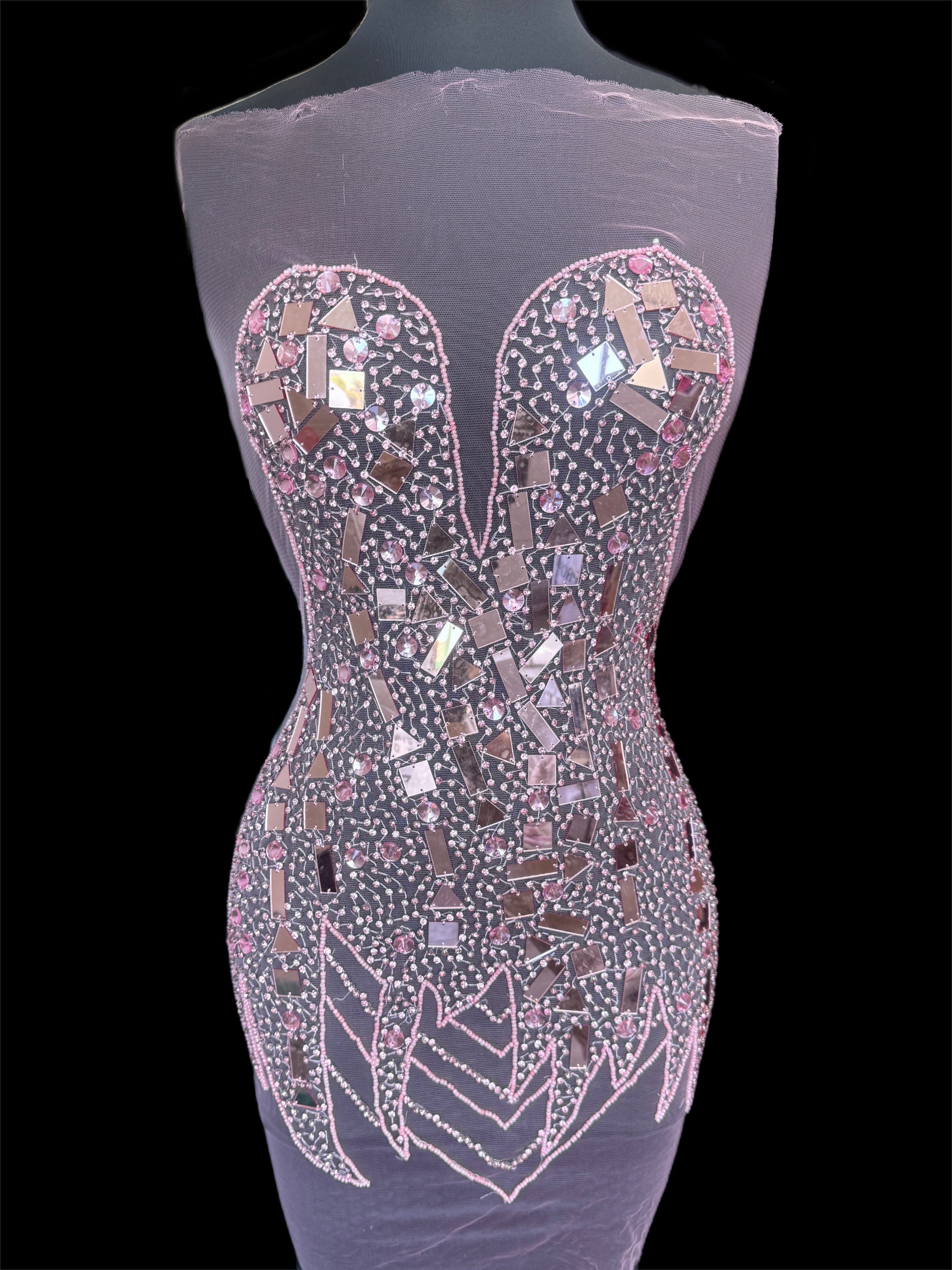 Anne Pink Rhinestone Bodice Applique, Pink Rhinestones Applique, Embellished Clothing, Rhinestone Applications, Rhinestone Embroidery, Rhinestone Patch, Dress Patch, Rhinestones for Dress