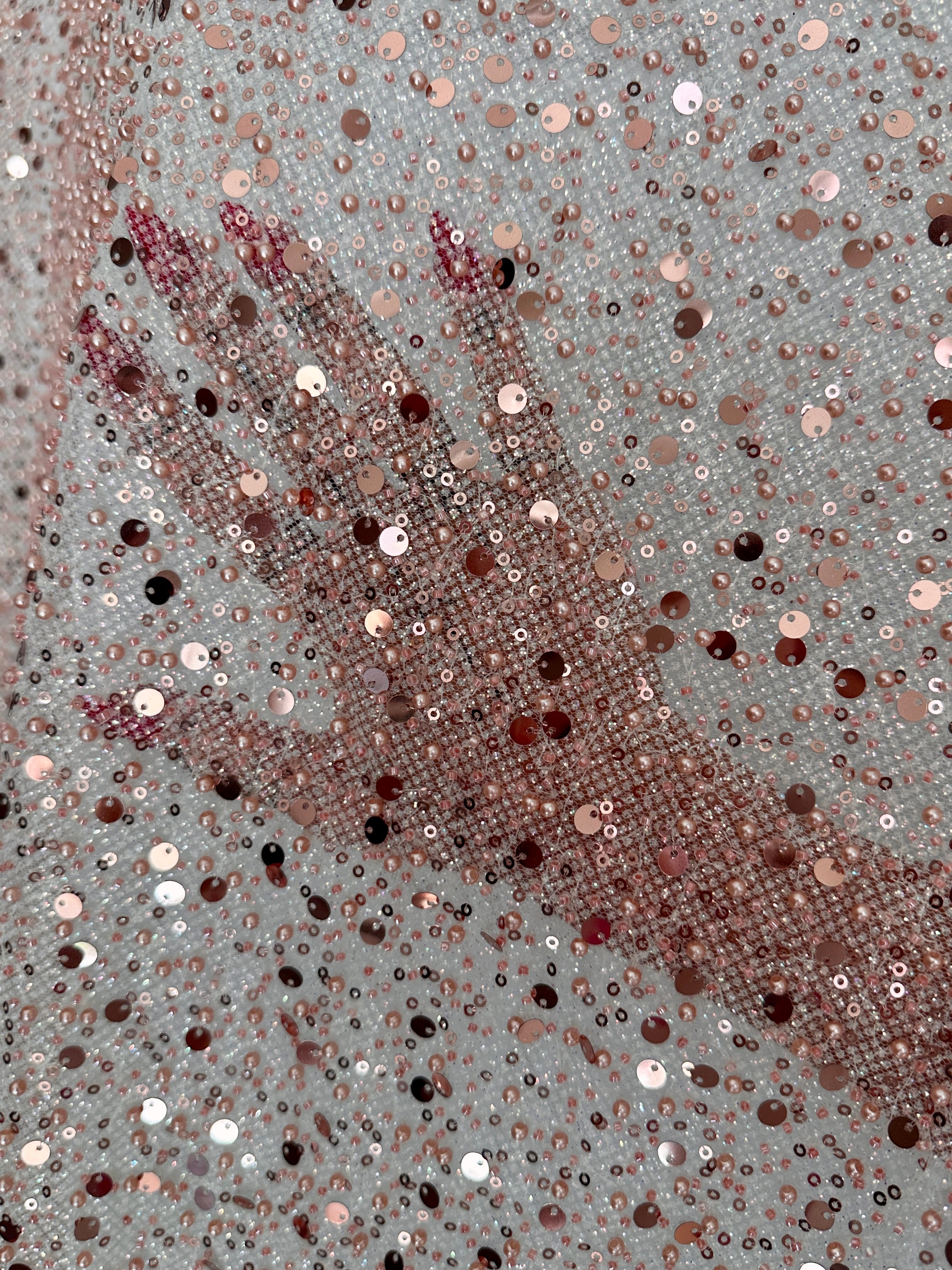 Blush Pink Sequin Pearl Beaded Mesh, Sequin on mesh, Pearl Beaded Mesh, beaded sequin on mesh, pearl beaded fabric, shimmering sequins