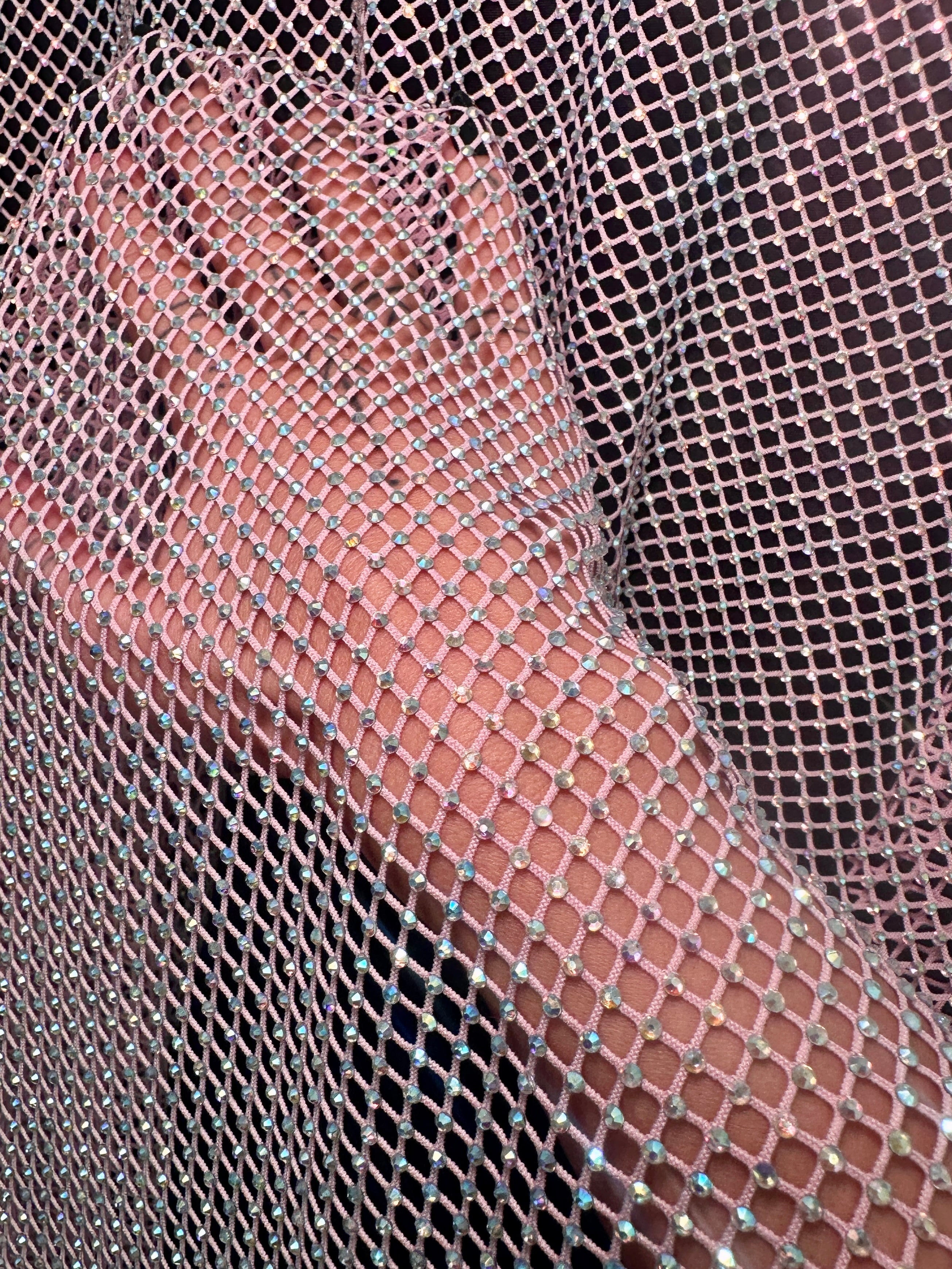 Pink Rhinestone Diamond Fishnet Mesh, Rhinestone Fishnet Mesh, Mesh on Sale, Rhinestone on Mesh, Womens Rhinestone Mesh, Fancy Fishnet Mesh