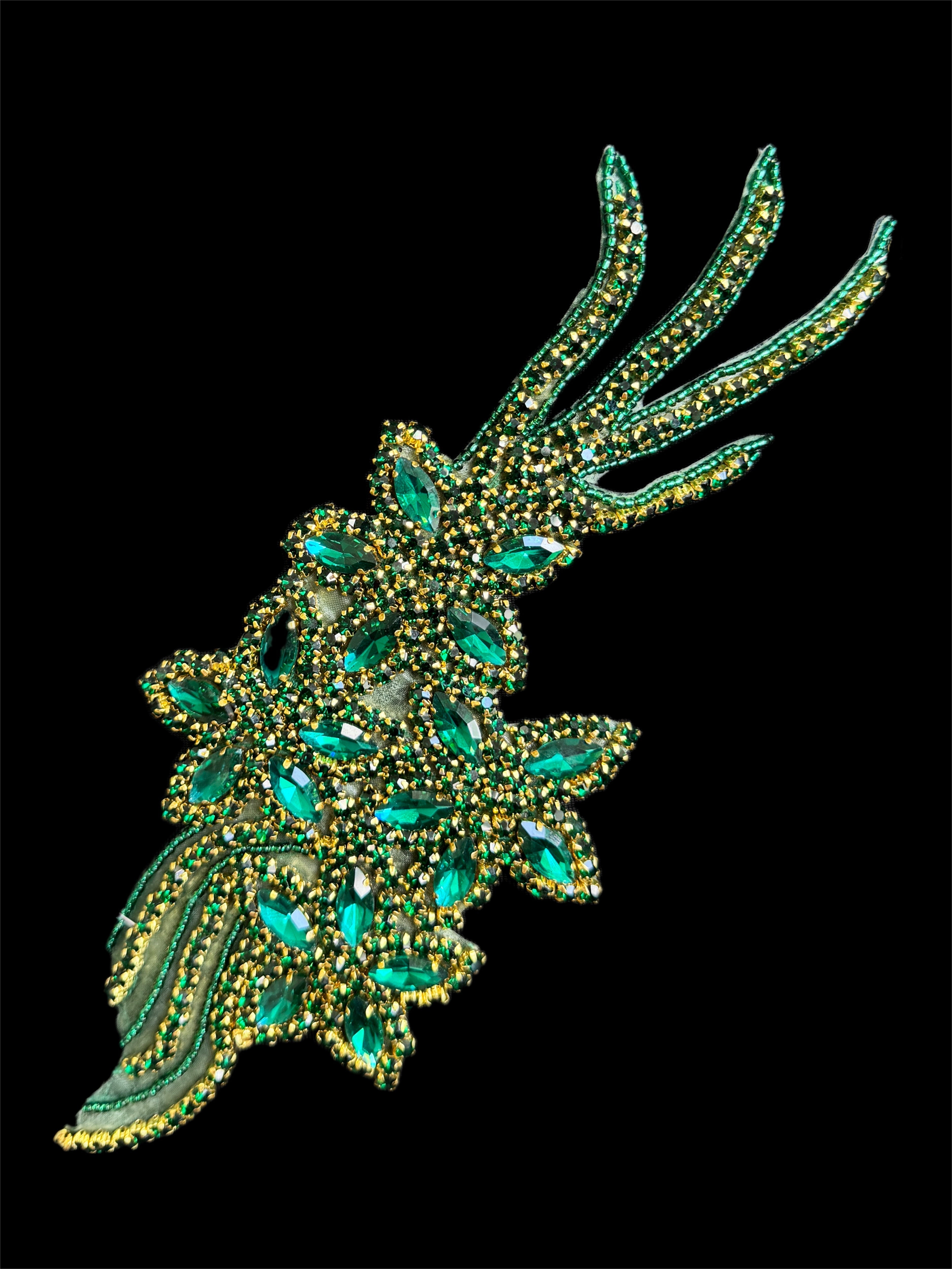 Britney Emerald Green Rhinestones Belt Applique, green Rhinestones Belt Applique, dark green Rhinestones Belt Applique, light green Rhinestones Belt Applique, neon green Rhinestones Belt Applique