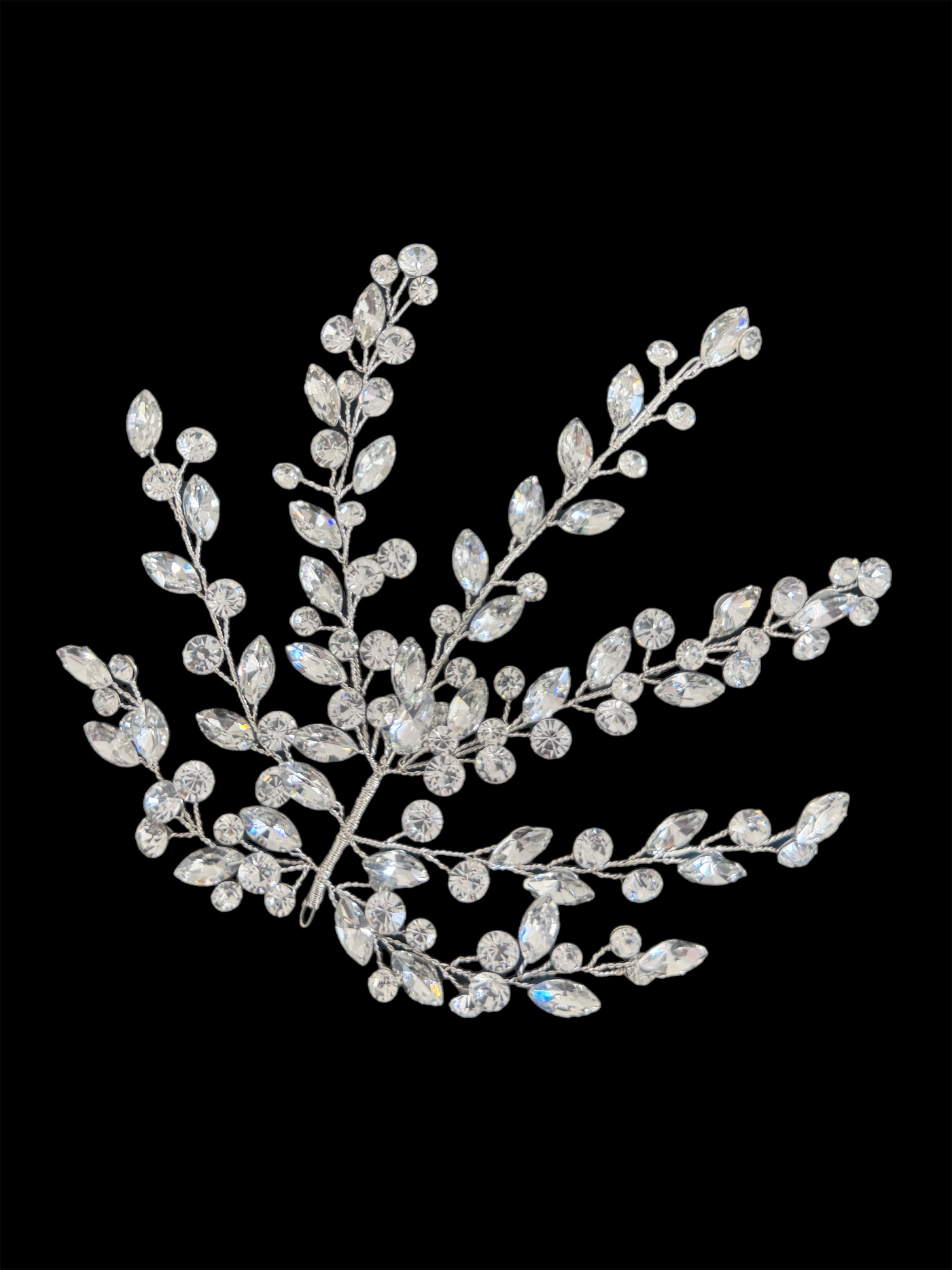 Patricia Silver Leaves Bridal Rhinestone Applique, Silver Rhinestones Applique, Embellished clothing, Rhinestone applications, Rhinestone embroidery, Rhinestone patch, Dress patch