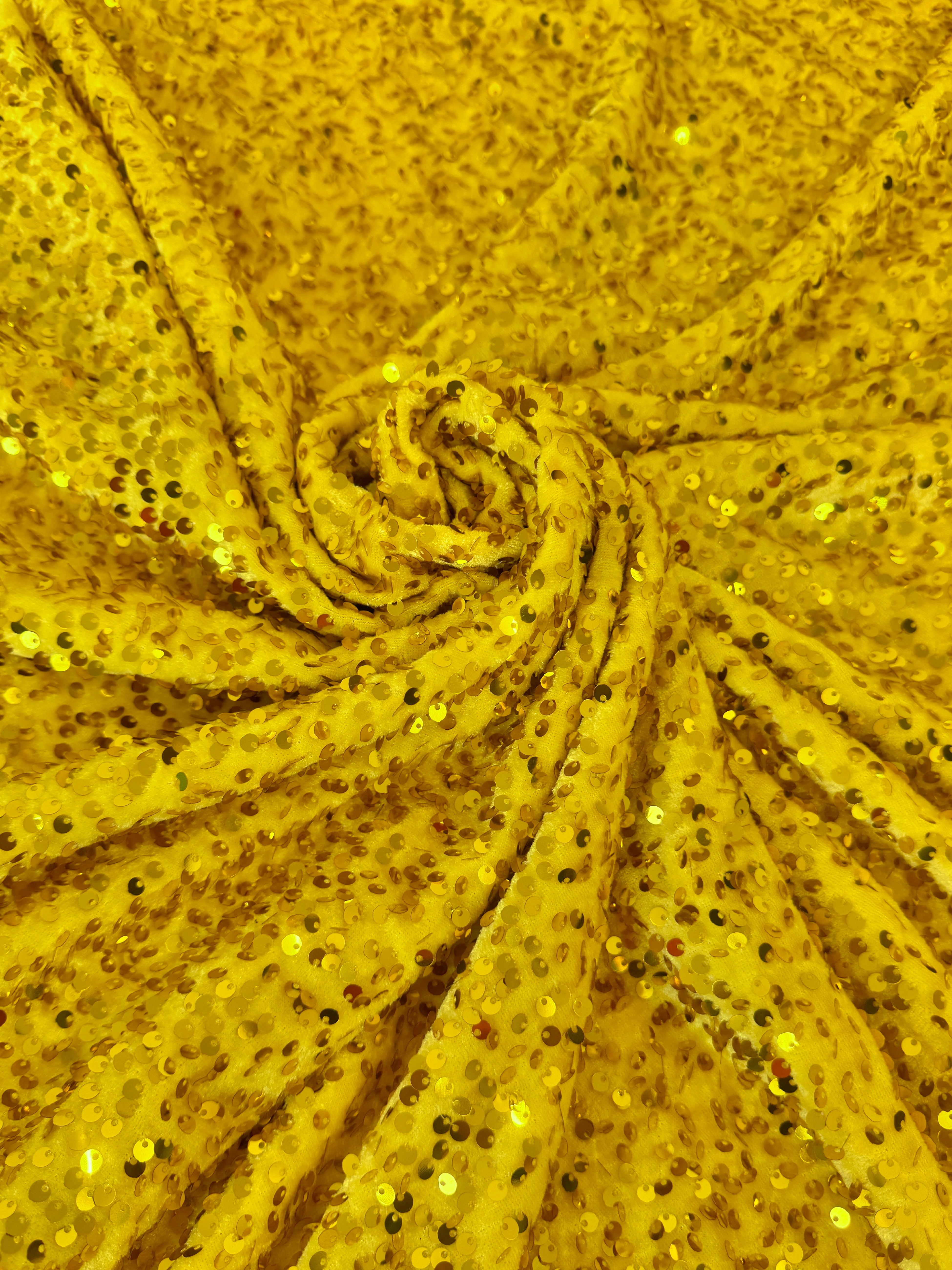 Yellow Sequins Velvet, Sequin on velvet, Stretch Sequin Mesh, Stretch Sequin velvet for woman, Stretch Sequin velvet for bride, Stretch Sequin velvet on sale, Stretch Sequin velvet on discount, Stretch Sequin velvet online