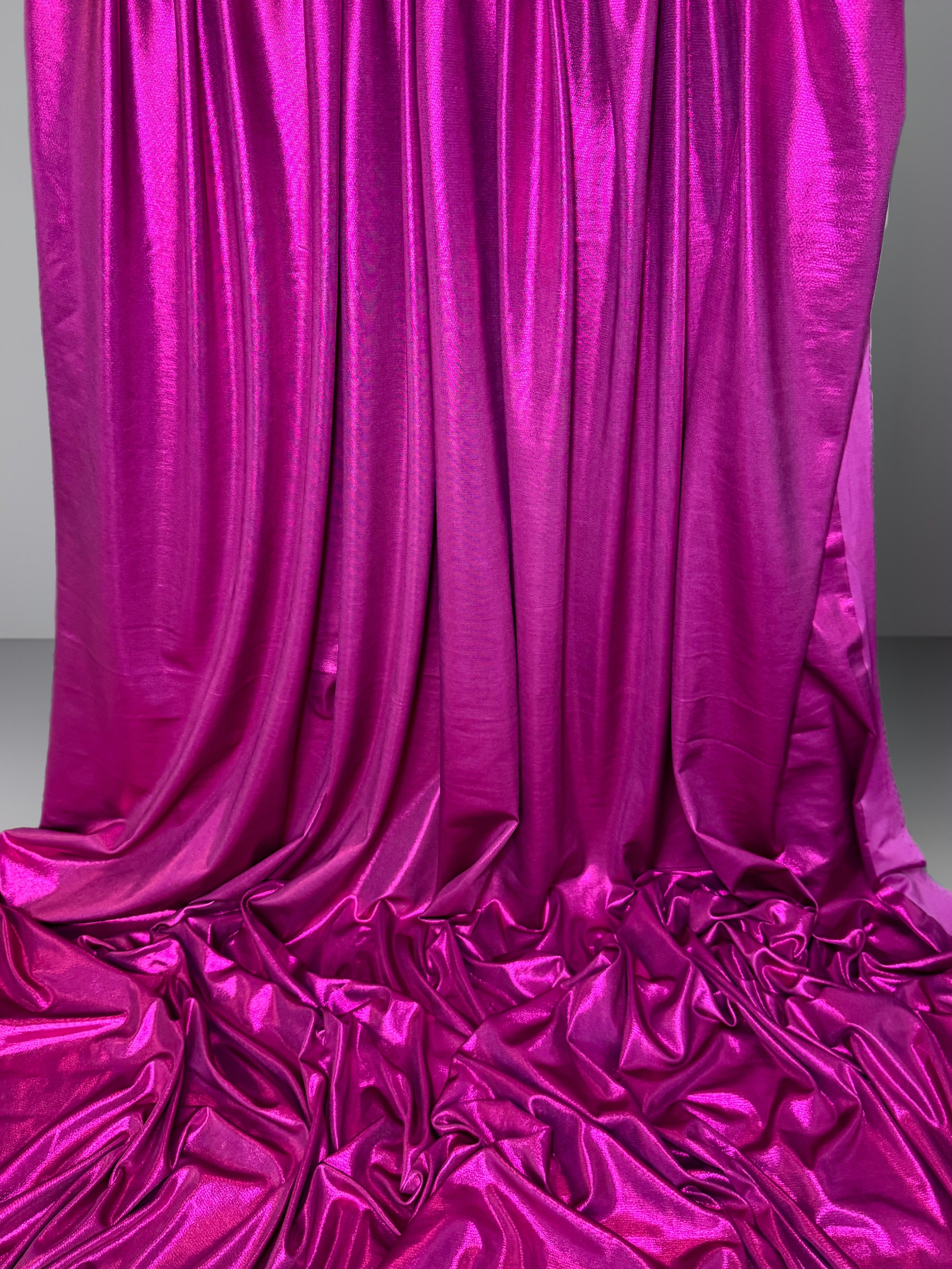 fuchsia stretch foiled spandex, dark pink stretch foiled spandex, light pink stretch foiled spandex, pink stretch foiled spandex, premium stretch foiled spandex, stretch foiled spandex on sale, stretch foiled spandex on discount