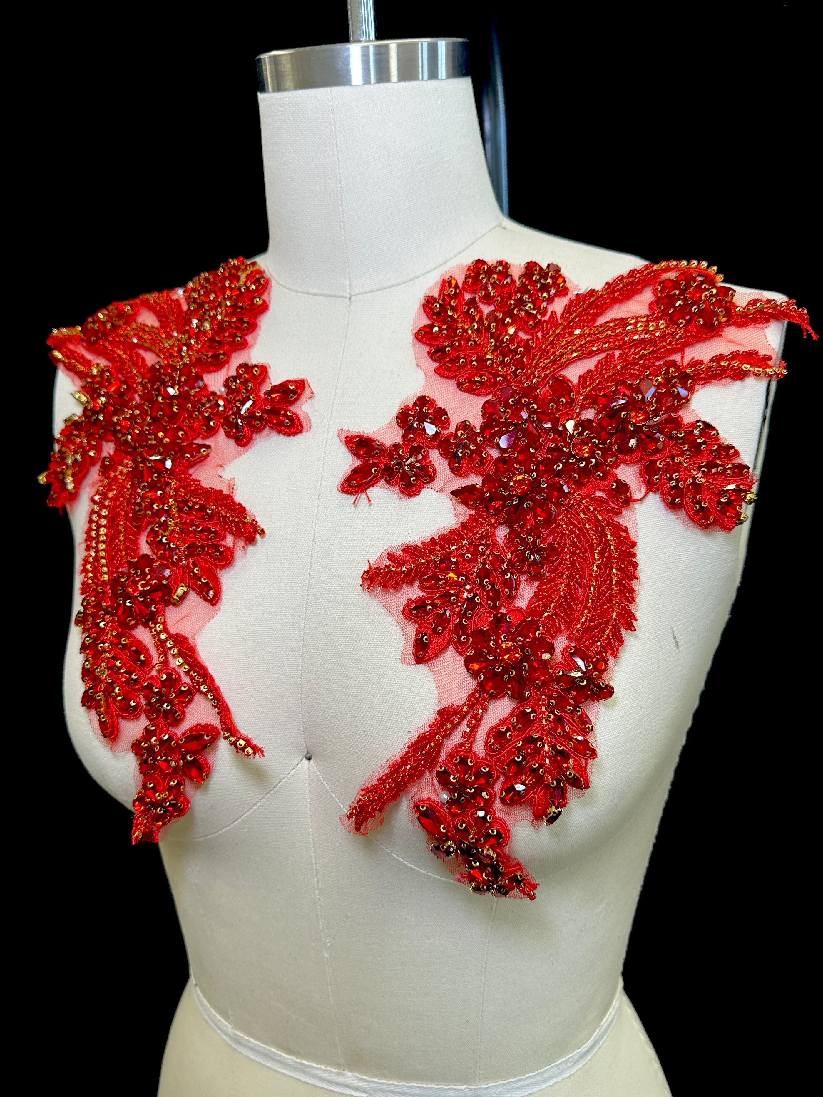 Gina Red Pair Rhinestone Applique