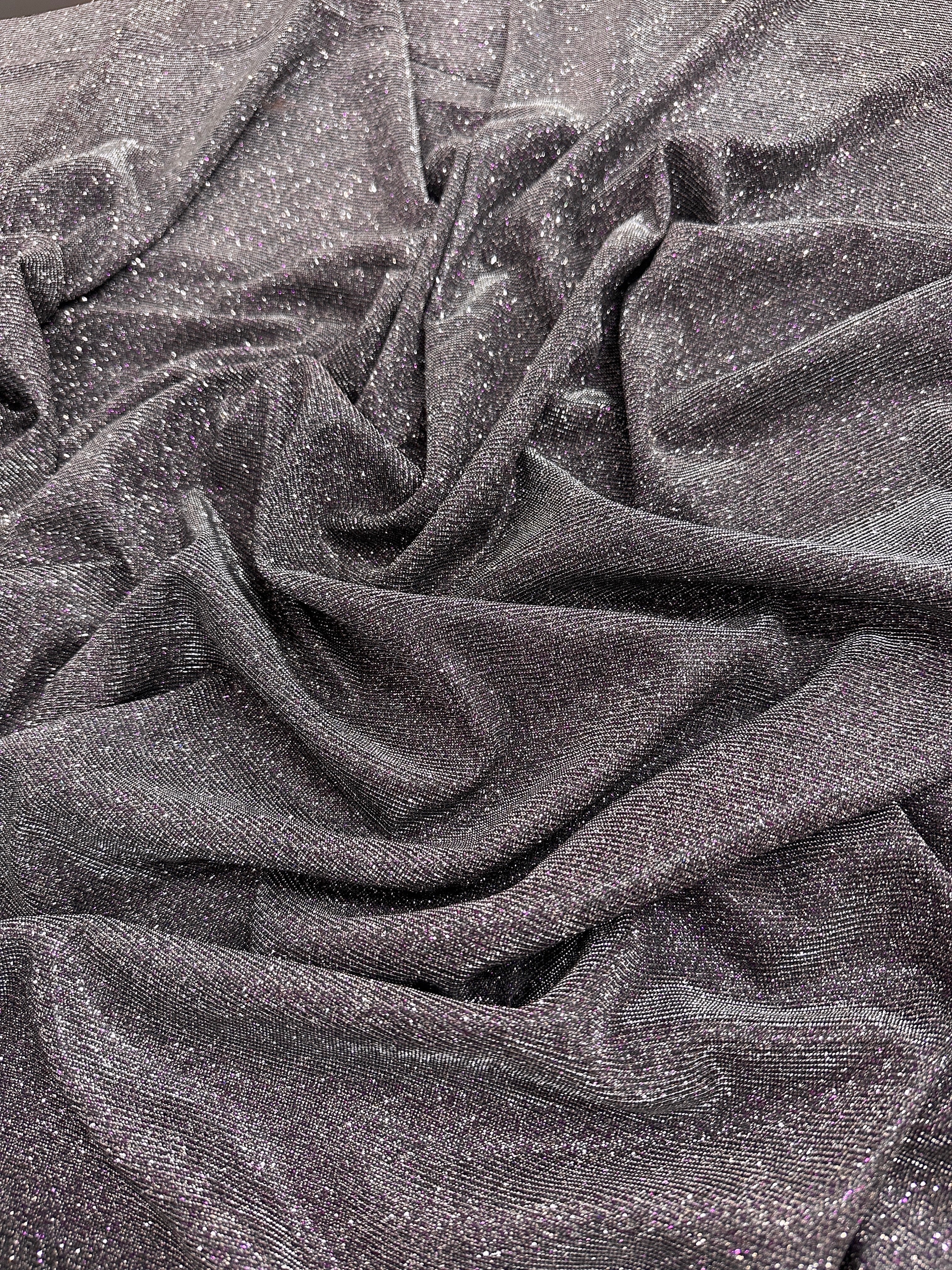 Silver-purple Iridescent Stretch Metallic Lurex, Glittery Fabric, Stretch Metallic Lurex, Sparkle Fabric, Lurex Fabric for Sale, All Way Stretch Lurex, Lurex for Leggings