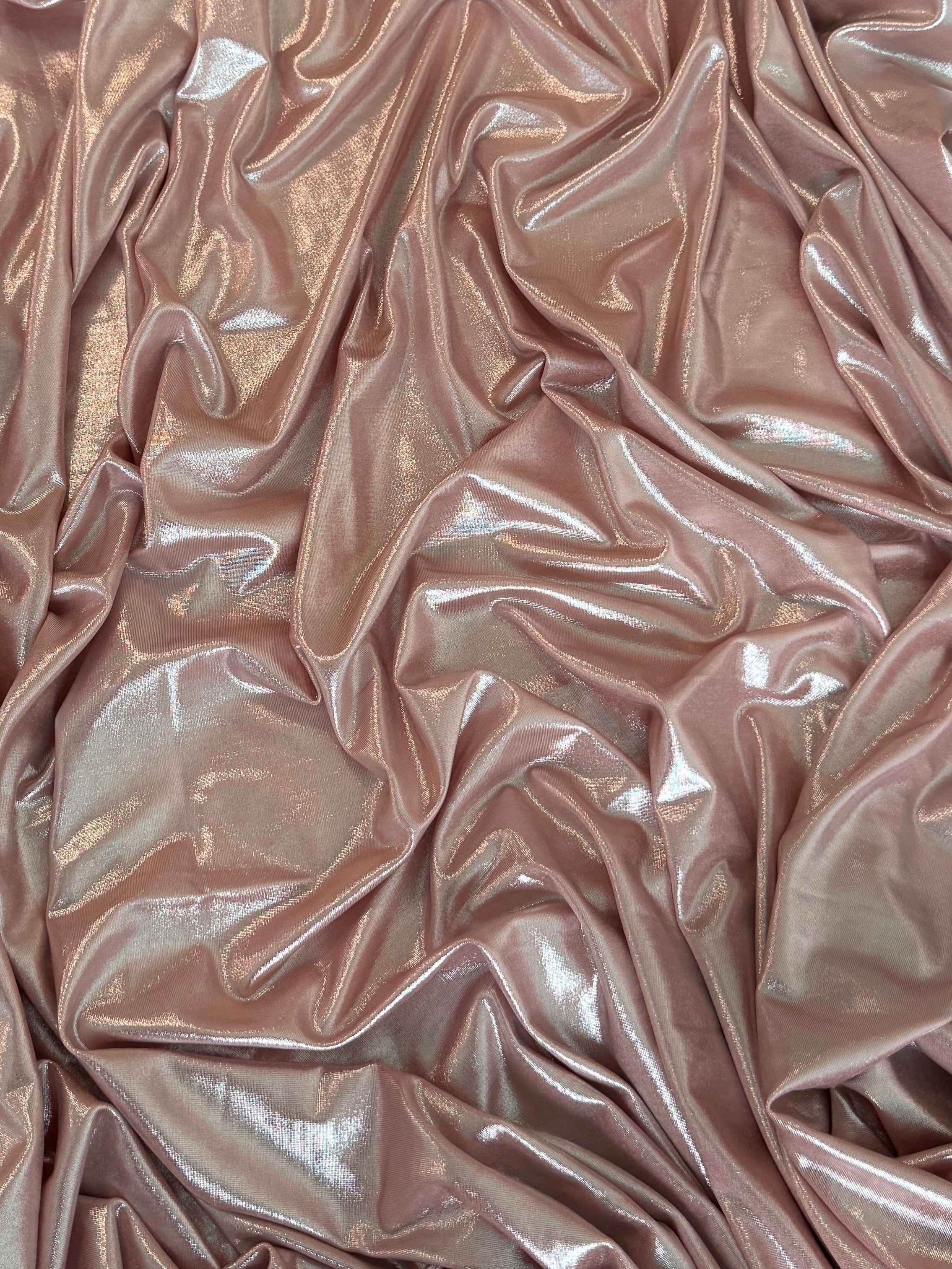 blush stretch foiled spandex, pink stretch foiled spandex, light pink stretch foiled spandex, dark pink stretch foiled spandex, premium stretch foiled spandex, stretch foiled spandex on sale, stretch foiled spandex on discount