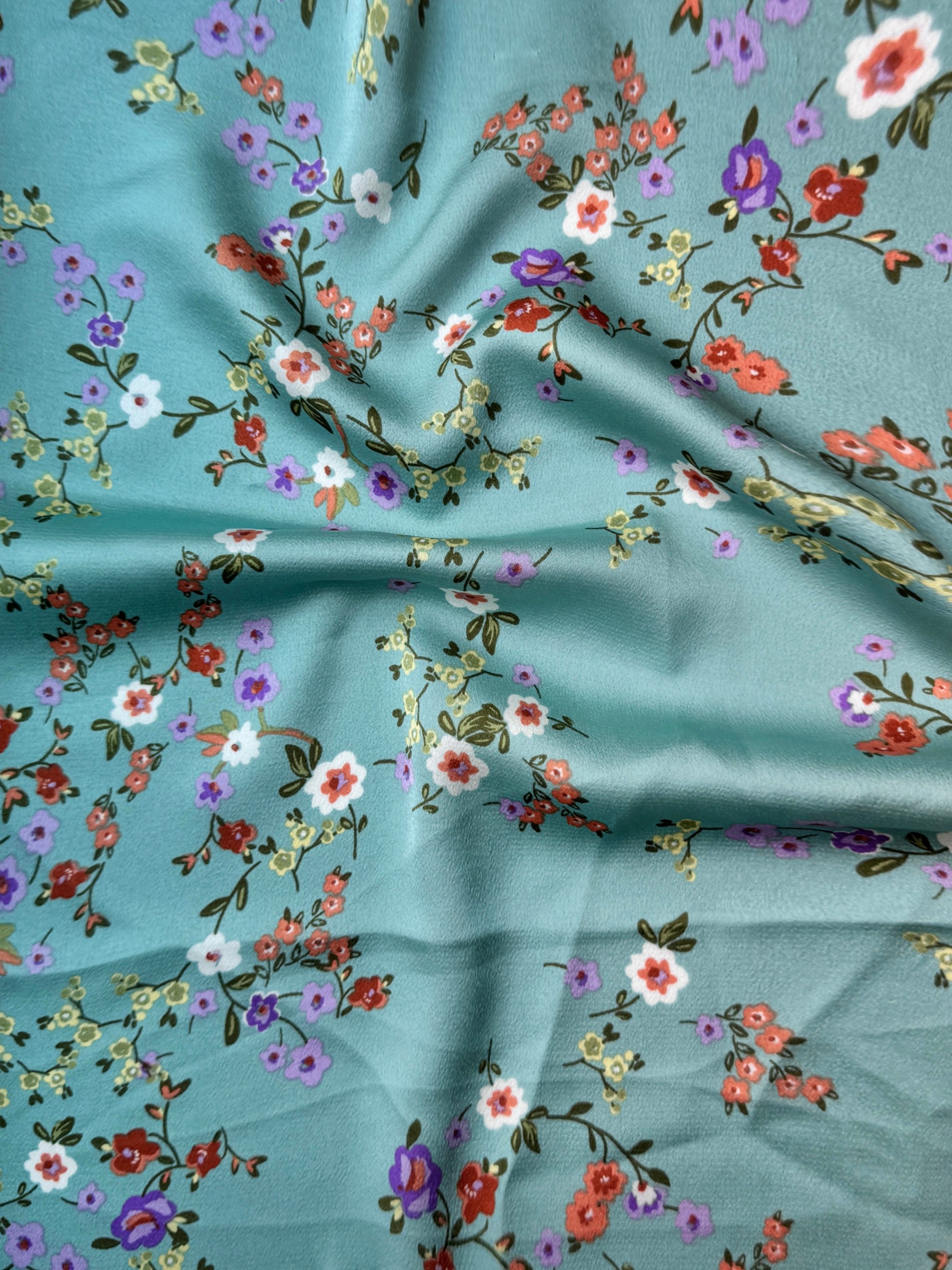 sage Floral Print Satin, light green floral print Satin, rose Printed Satin, best quality Printed Satin, Printed Satin for bridal wear, Printed Satin for party wear, Printed Satin in low price, premium Printed Satin