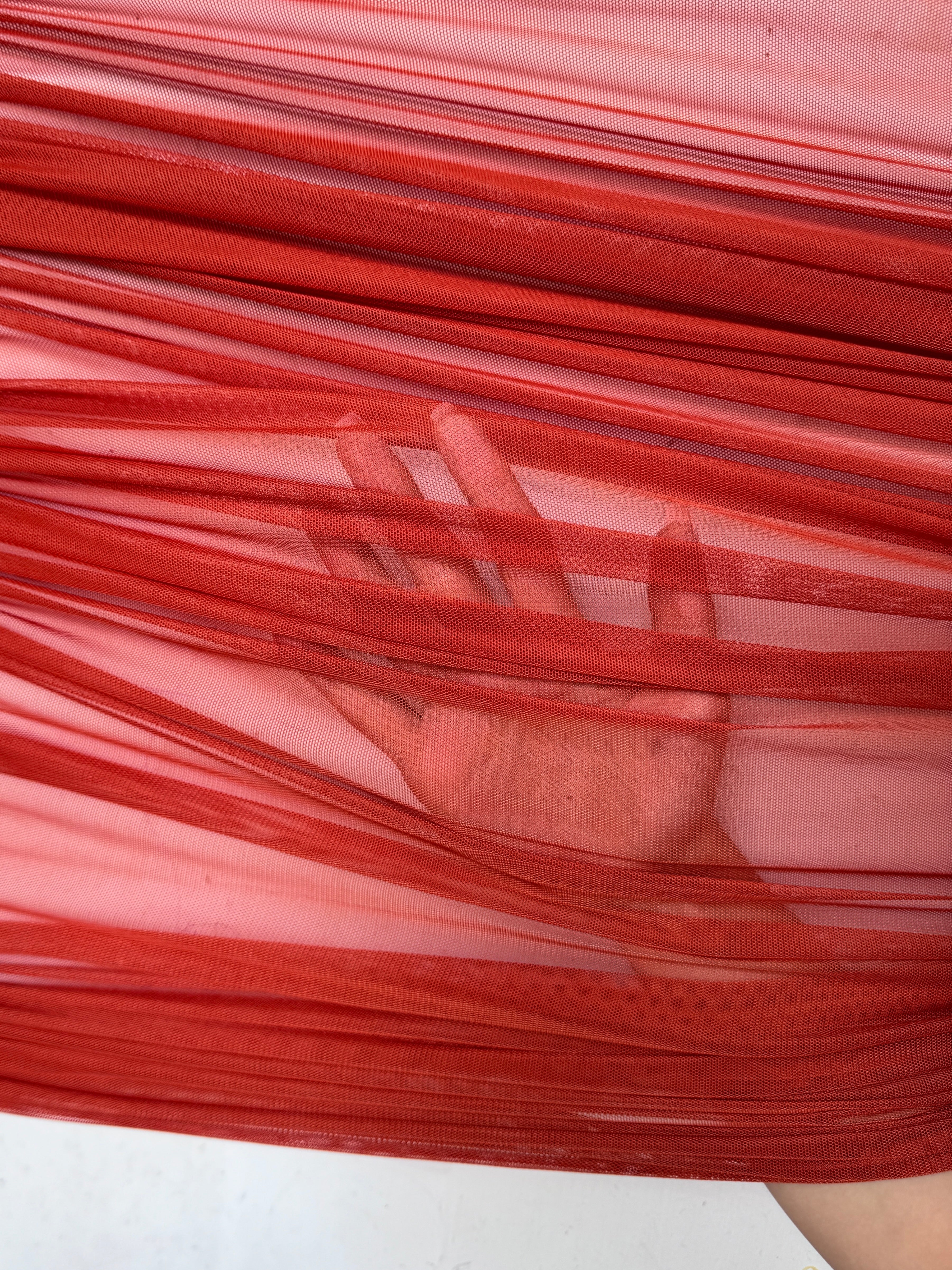 rust 4way stretch power mesh, dark orange power mesh, copper power mesh, rust power mesh