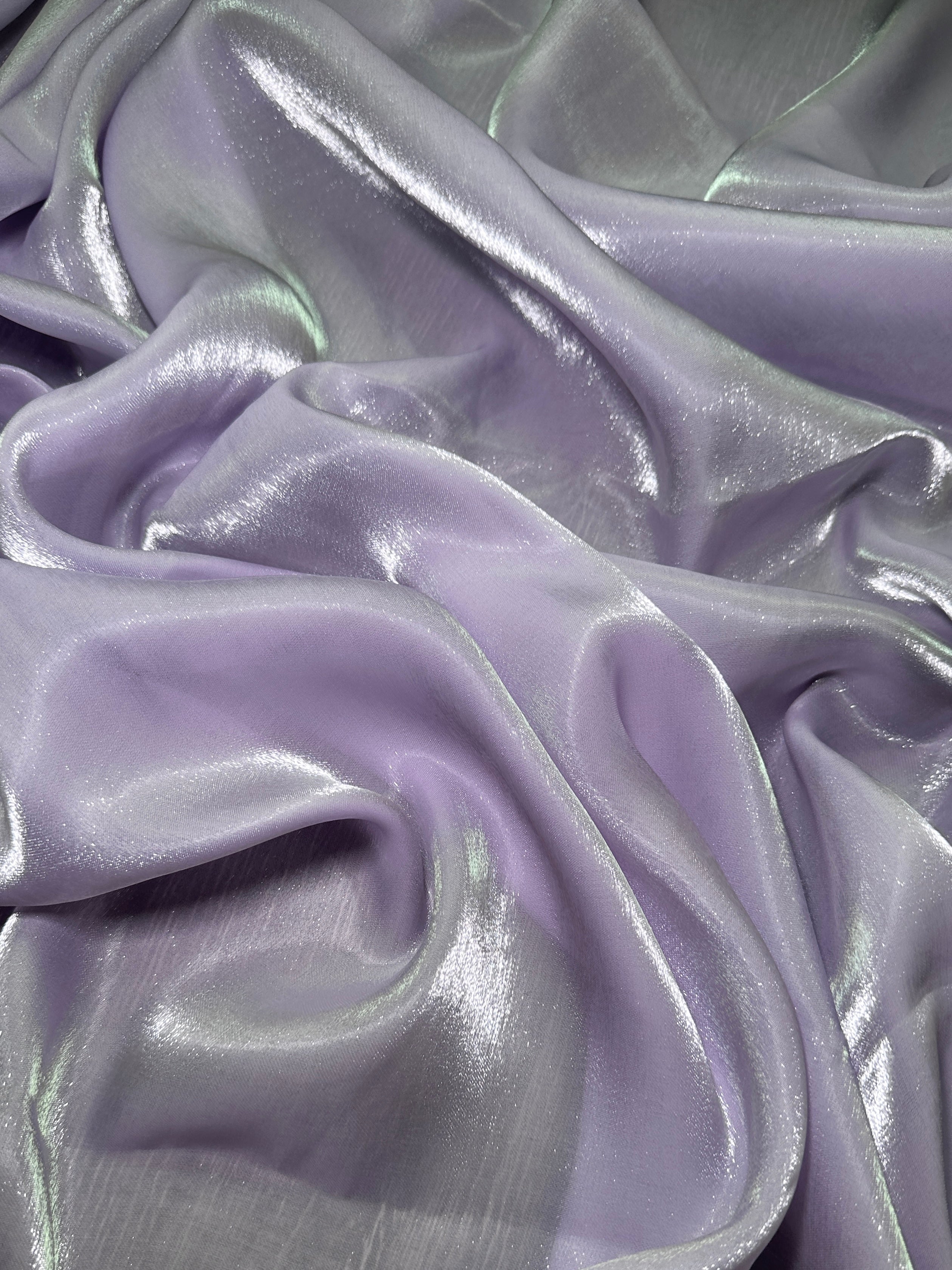 Lilac Water Liquid Shimmery Chiffon, Premium Glittery Chiffon, Wet Chiffon, Shimmery Chiffon, Fancy fabric, Luxurious liquid fabric, Chiffon for women