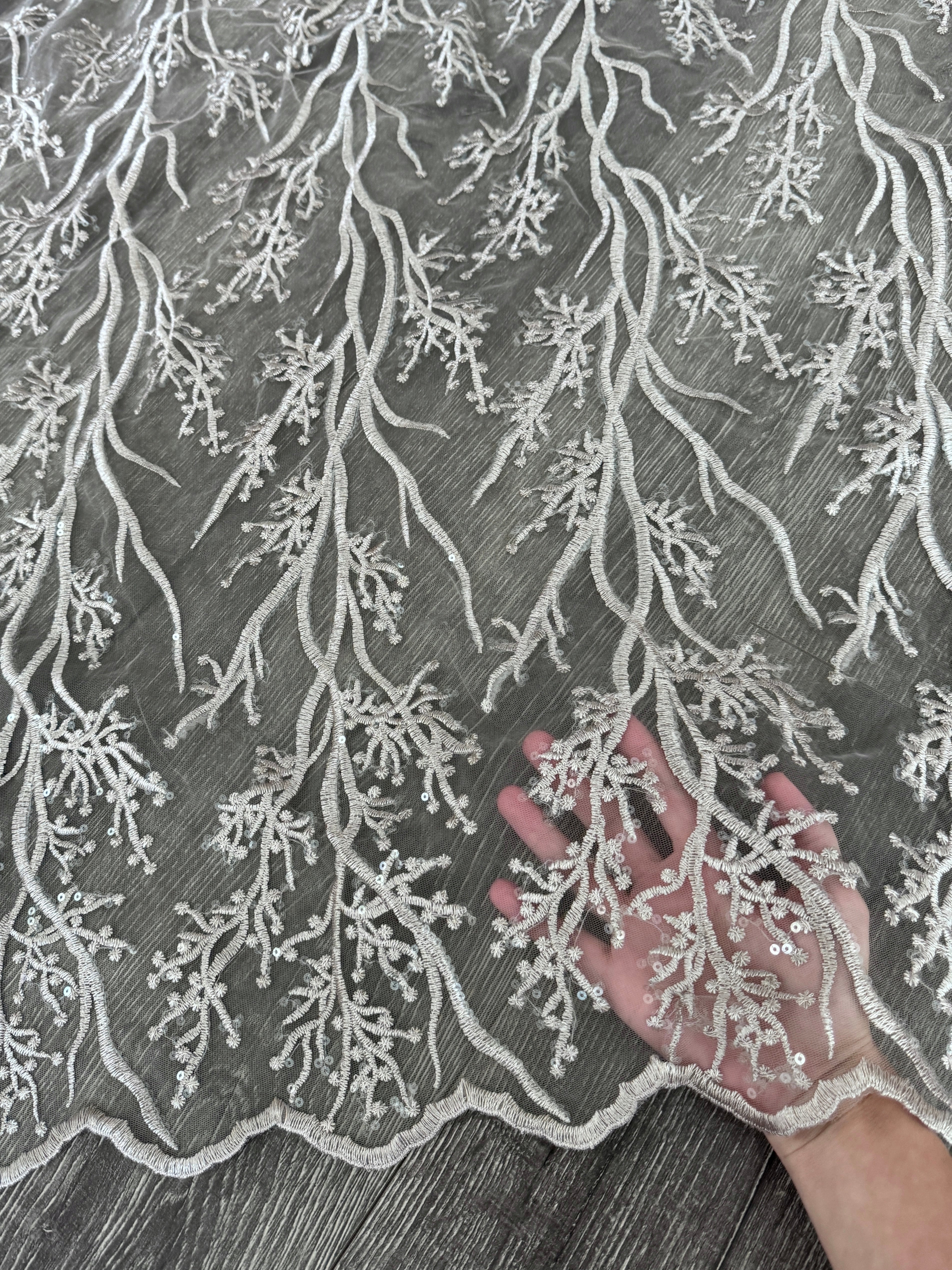 Silver Embroidered Branch Bridal Lace, dark silver Embroidered Branch Bridal Lace, light silver Embroidered Branch Bridal Lace, Embroidered Branch Bridal Lace for woman, Embroidered Branch Bridal Lace for bride, Embroidered Branch Bridal Lace on discount