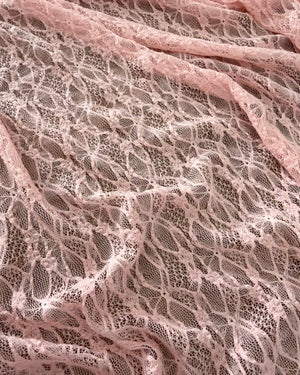 Dusty Rose Whisper Vine Stretch Chantilly Lace, Vine Lace Fabric, Stretch Lace Fabric, Sheer Lace Fabric, Eyelash Lace Fabric, Scalloped Lace Fabric, Floral Lace Fabric
