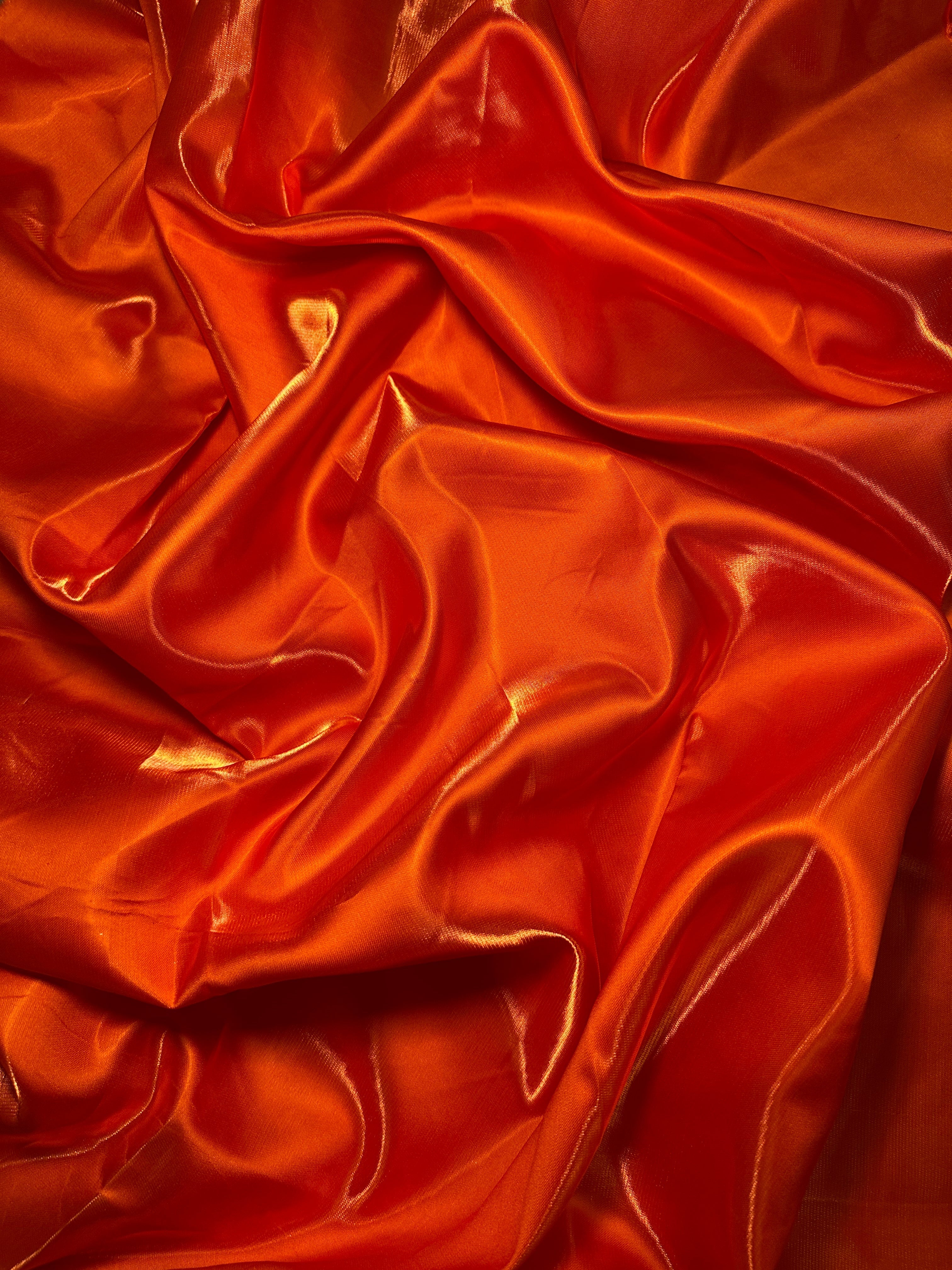 Orange Liquid Bridal Satin, Luxury Silky Satin, Liquid Bridal Satin, Silky Satin, Premium Stretch Bridal Satin, Satin for Bride, Satin for Women, Satin in Low Price, Cheap Satin, Satin on Sale