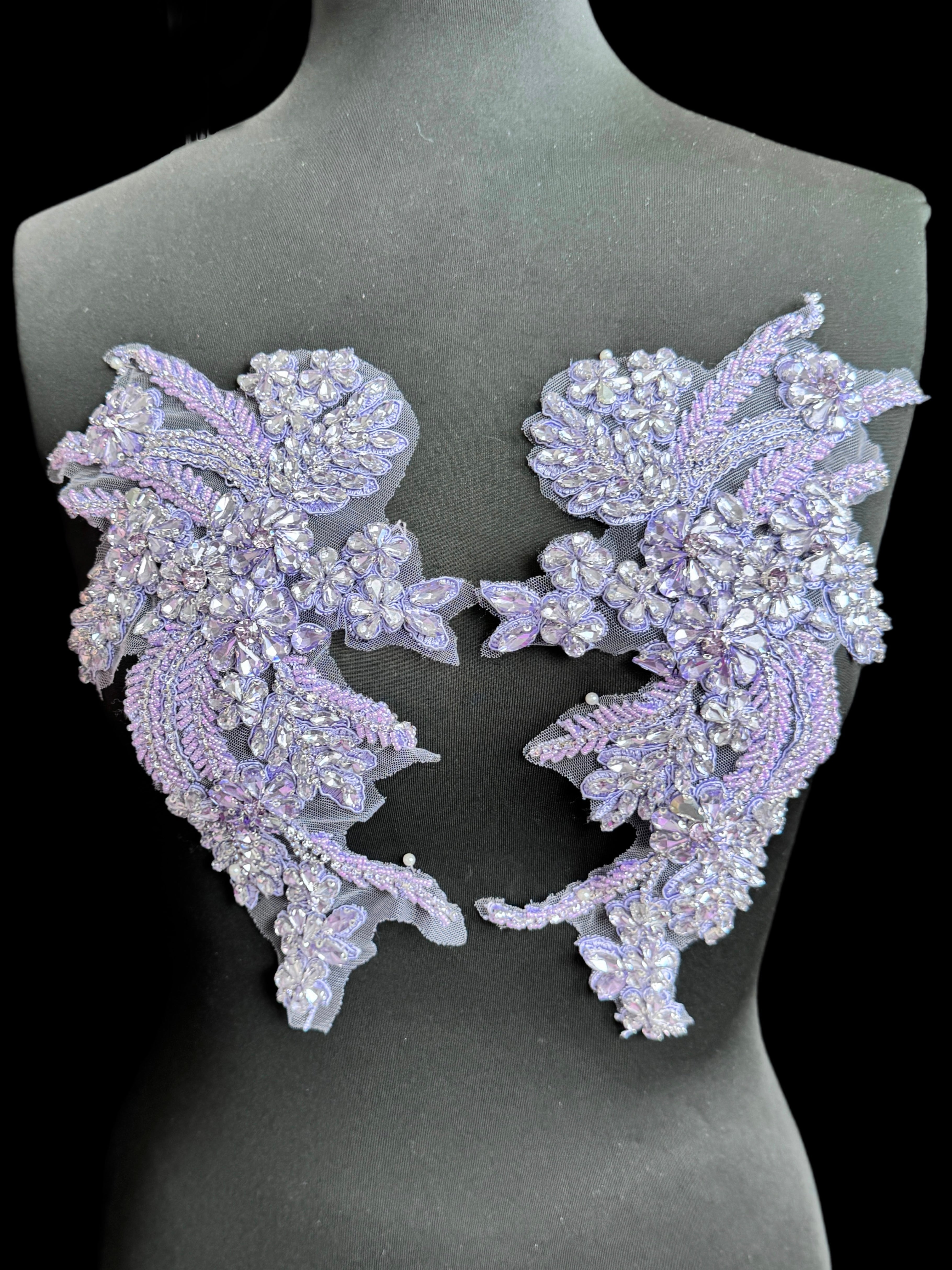 Gina lilac Rhinestones Applique, lilac Rhinestones Applique, light purple Rhinestones Applique, lavender Rhinestones Applique,
