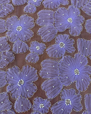 Lavender Floral Tulle Beaded Lace Mesh, Beaded Lace Mesh, Floral Beaded Lace, Flower Lace, Embroidered Tulle Lace, Embellished Tulle Fabric, Luxury Lace Fabric