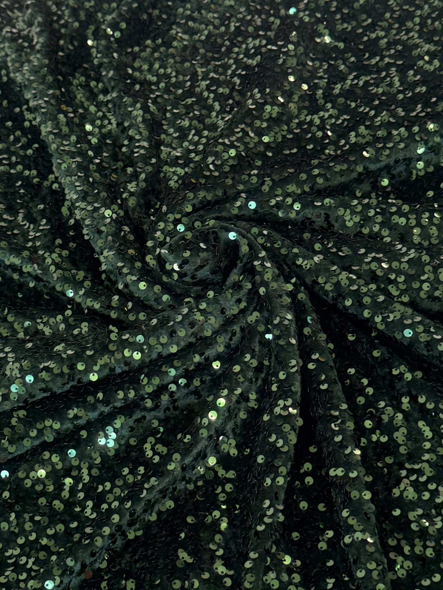 Hunter Green Sequins Velvet, Sequin on velvet, Stretch Sequin Mesh, Stretch Sequin velvet for woman, Stretch Sequin velvet for bride, Stretch Sequin velvet on sale, Stretch Sequin velvet on discount, Stretch Sequin velvet online