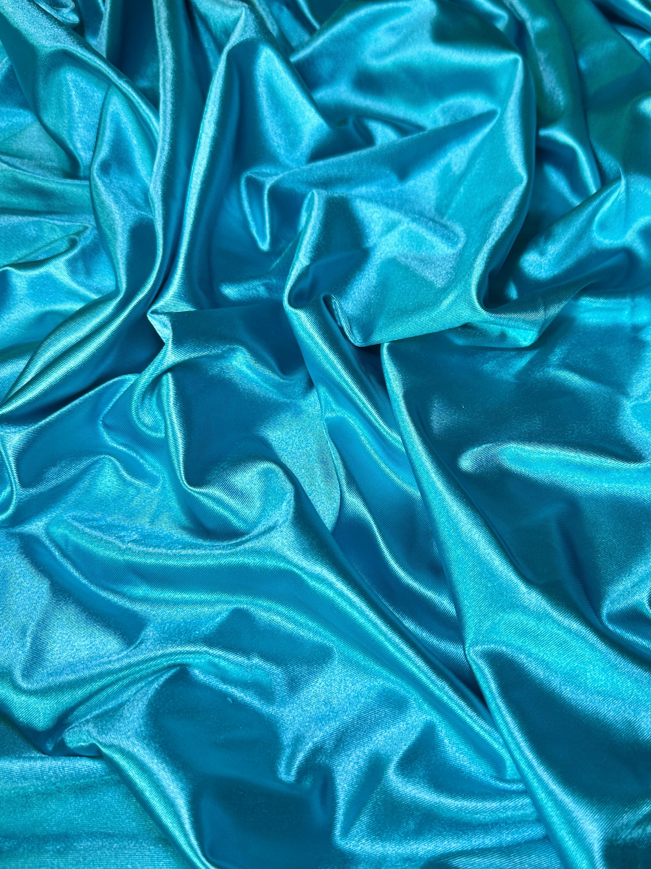 Turquoise Shiny Nylon Spandex, Turquoise Spandex, Nylon Spandex, Shiny Spandex, Stretch Fabric, 4 way stretch fabric, Fabric on Sale, Activewear Fabric, Polyester Fabric