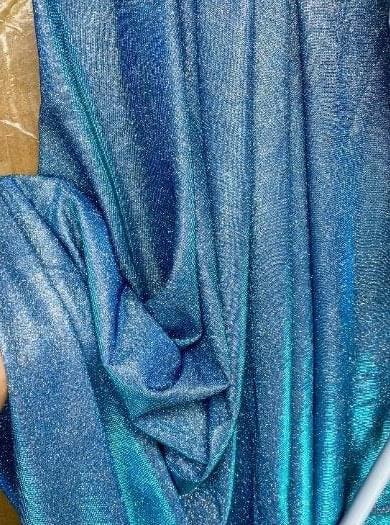 Aqua Blue Stretch Metallic Lurex