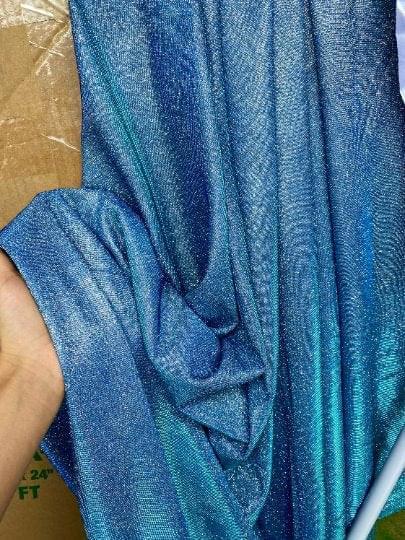 Aqua Blue Stretch Metallic Lurex
