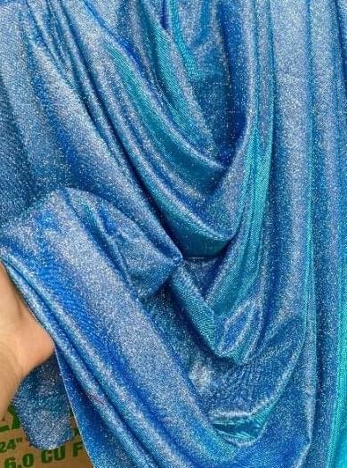 Aqua Blue Stretch Metallic Lurex