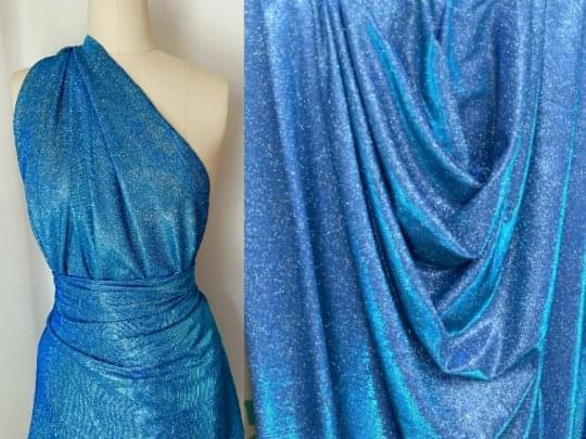 Aqua Blue Stretch Metallic Lurex