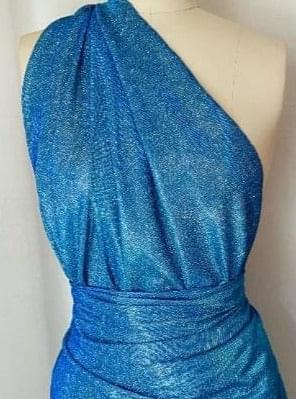 Aqua Blue Stretch Metallic Lurex