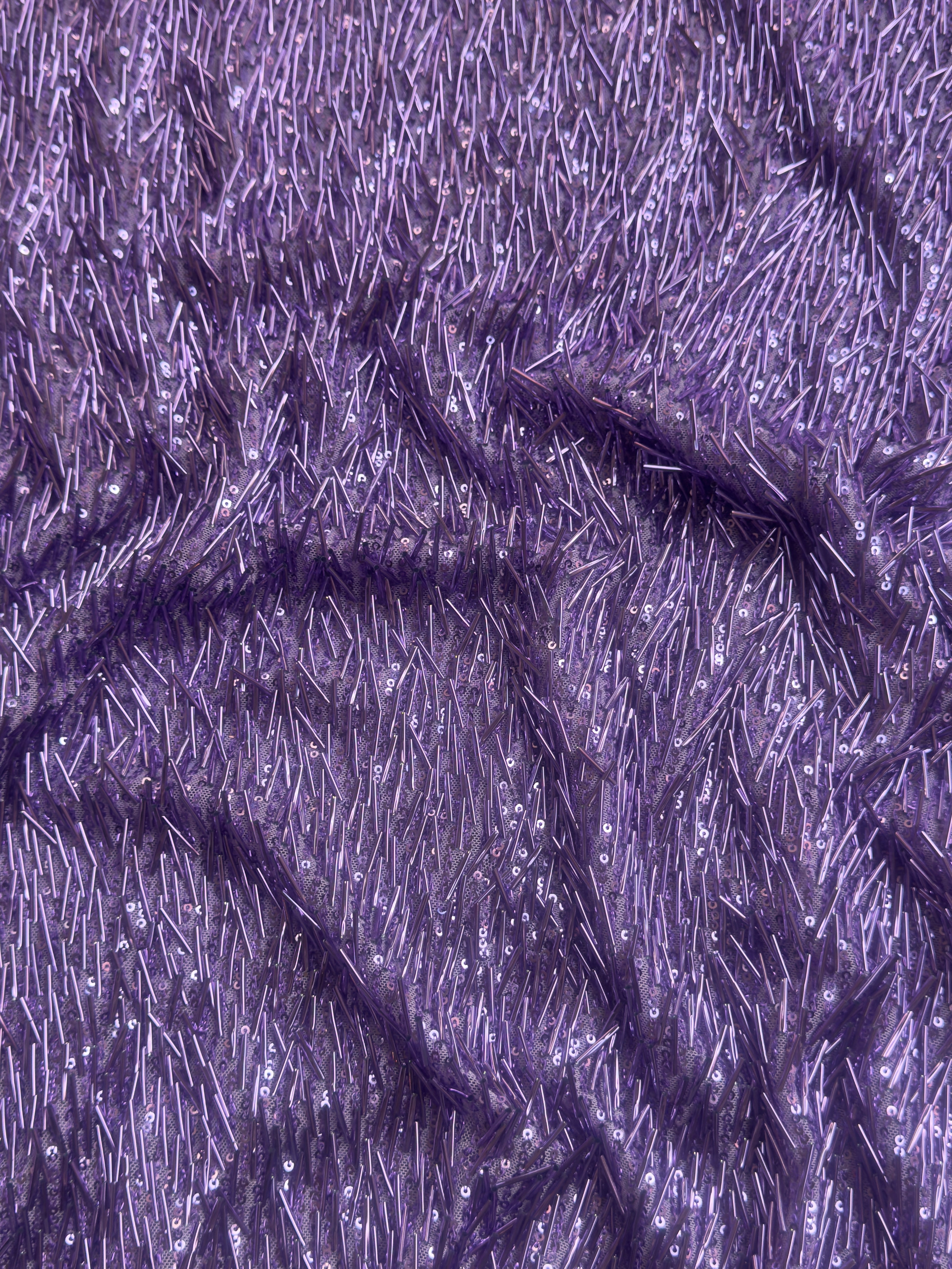 Lavender Fringe Sequin on Mesh, Lavender Sequin Mesh for woman, Fringe Sequin Mesh for bride, Non-Stretch Mesh on sale, Sequin Mesh on discount, sequin fabric online
